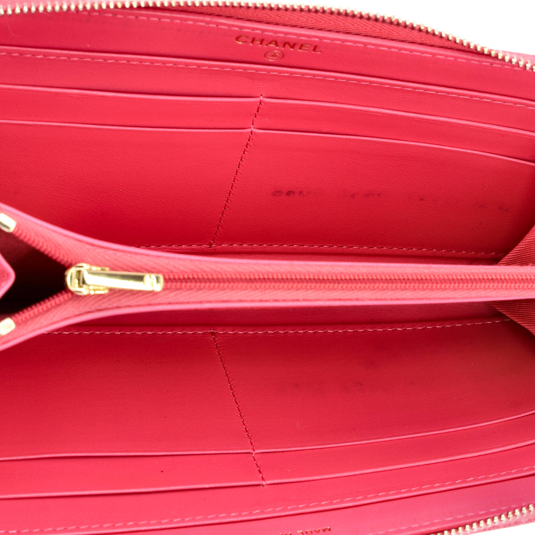 Zip Around Wallet Quilted Caviar Long