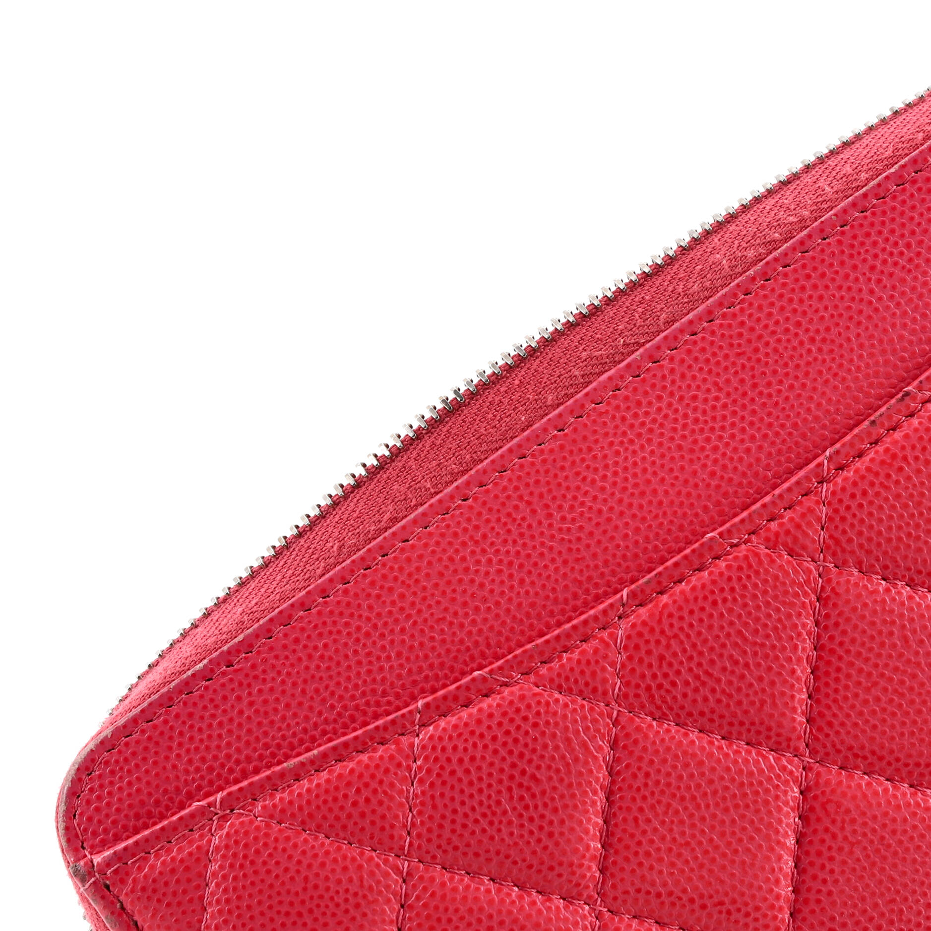 Zip Around Wallet Quilted Caviar Long