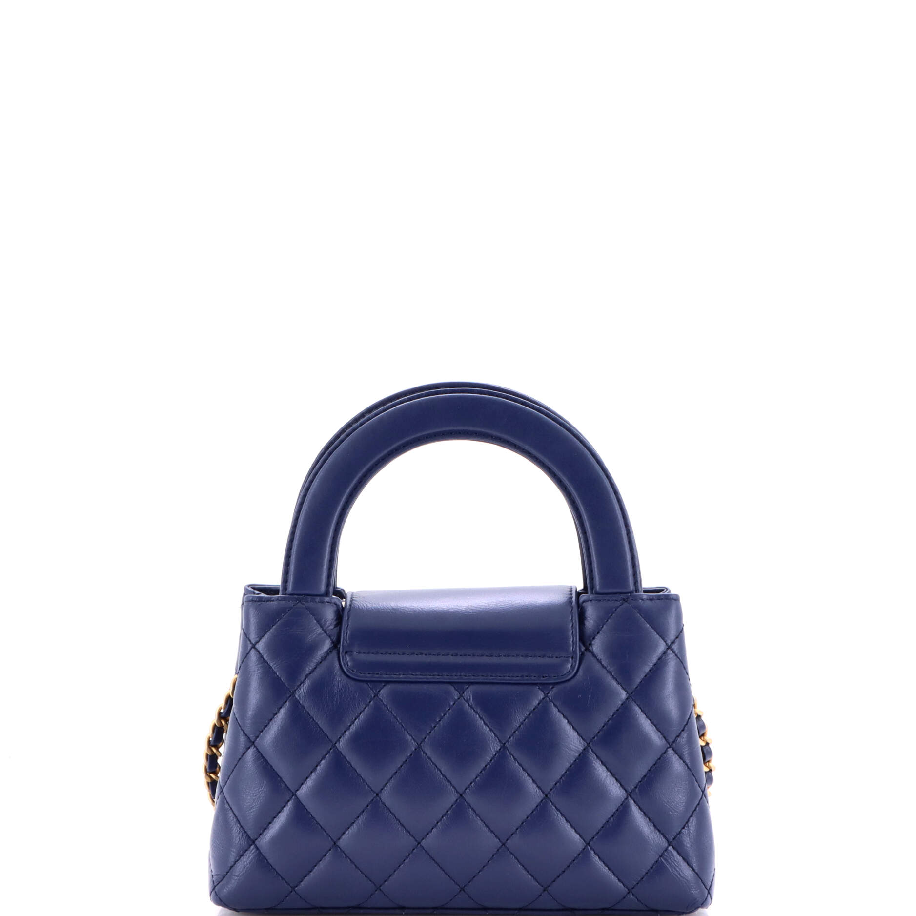 Kelly Top Handle Shopping Bag Quilted Shiny Aged Calfskin Mini