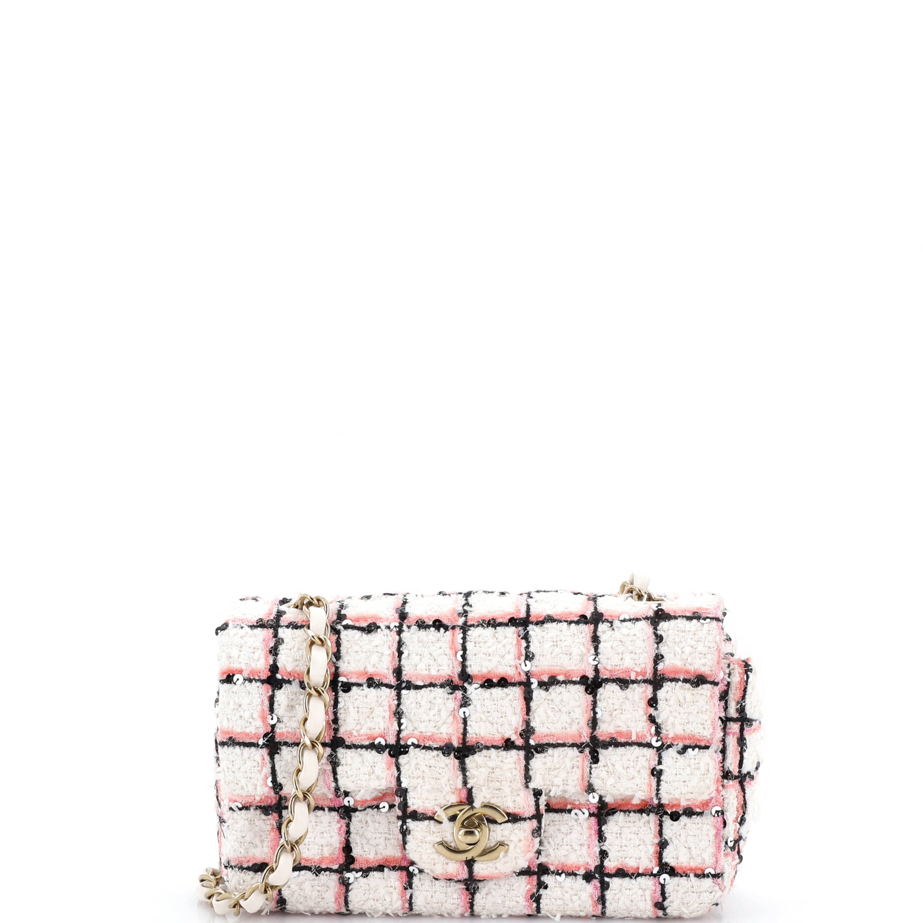 Classic Single Flap Bag Quilted Tweed and Sequins Mini