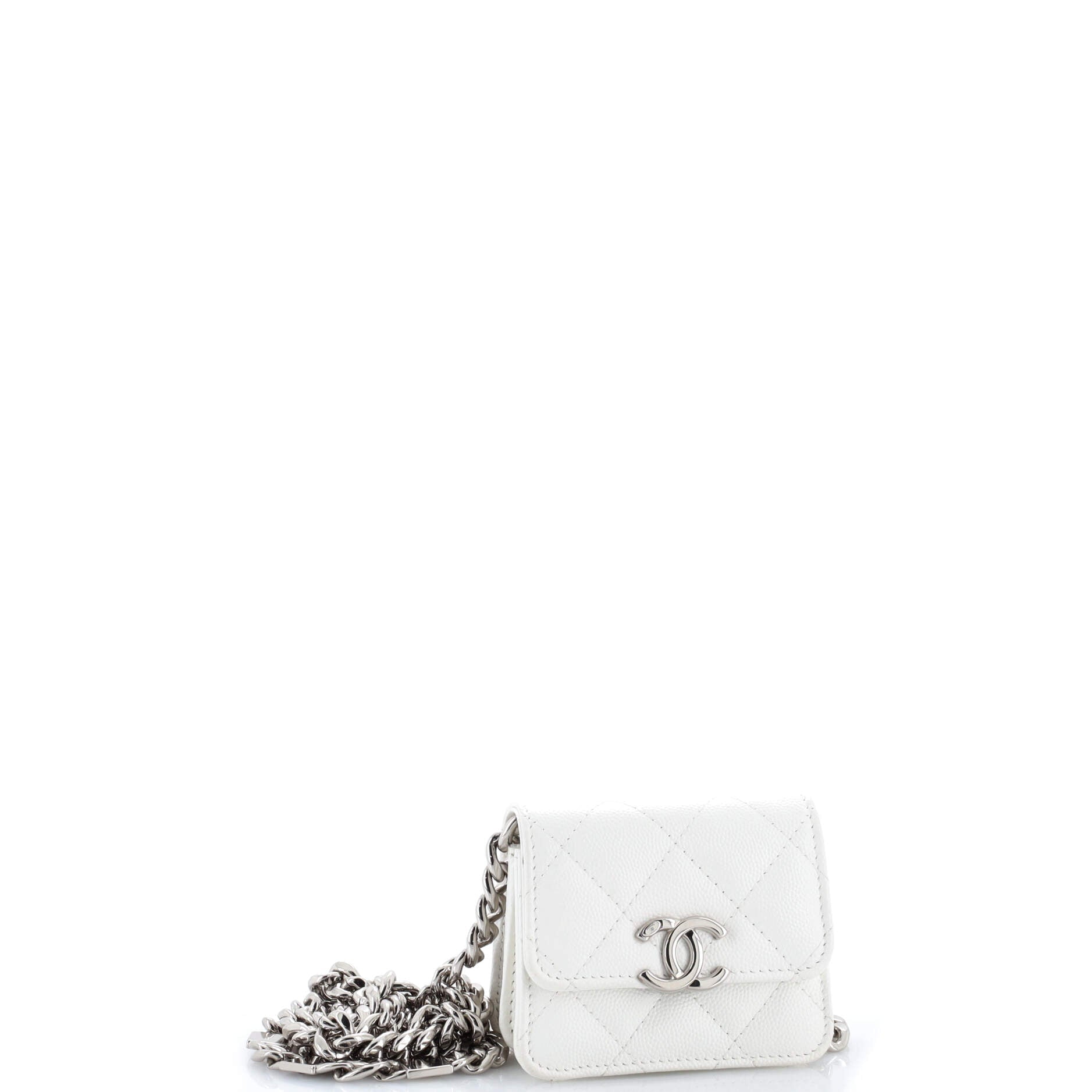 Coco Enamel Strap Flap Clutch with Chain Quilted Caviar Mini