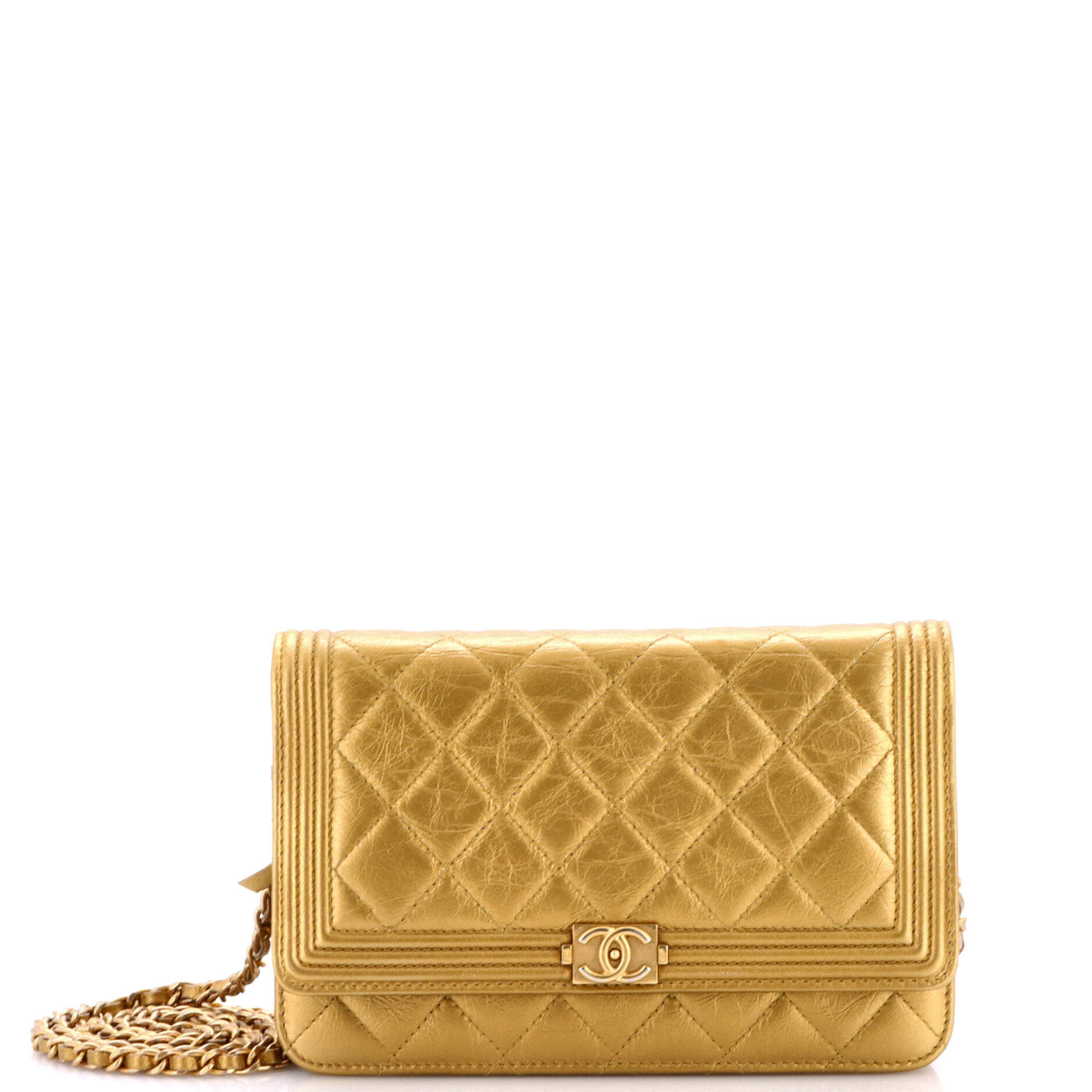 Boy Wallet on Chain Quilted Aged Calfskin