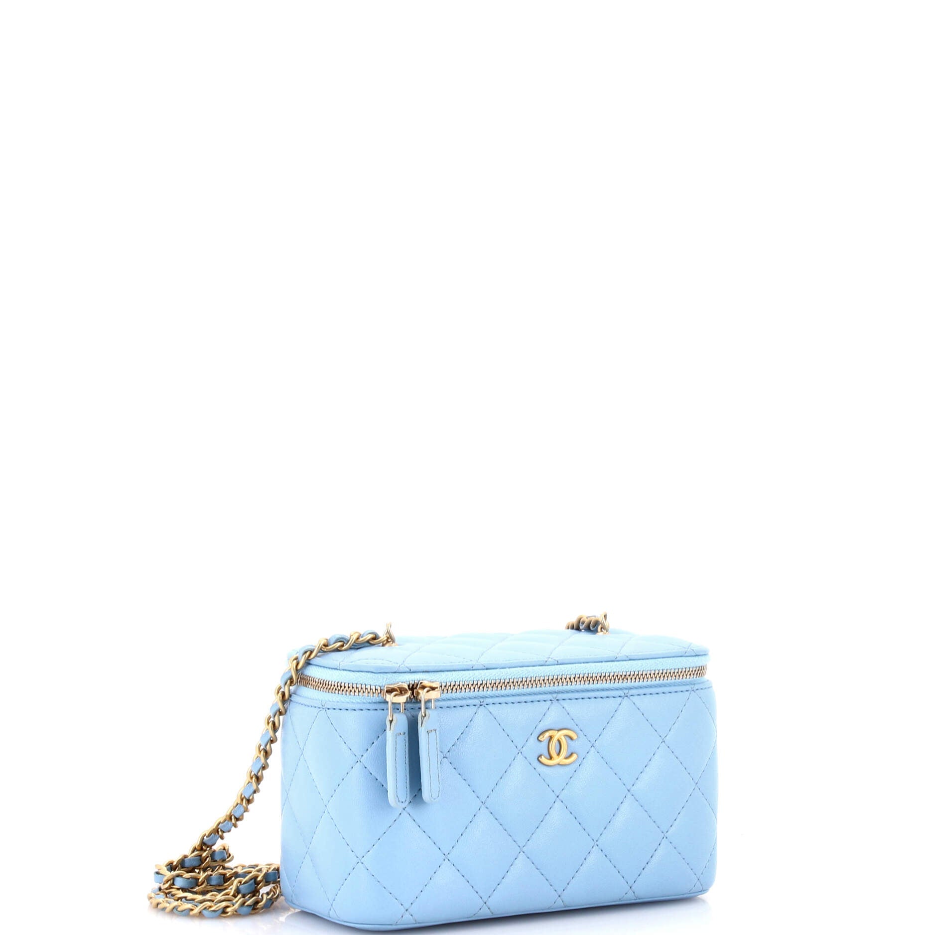 Pearl Crush Vanity Case with Chain Quilted Lambskin Small