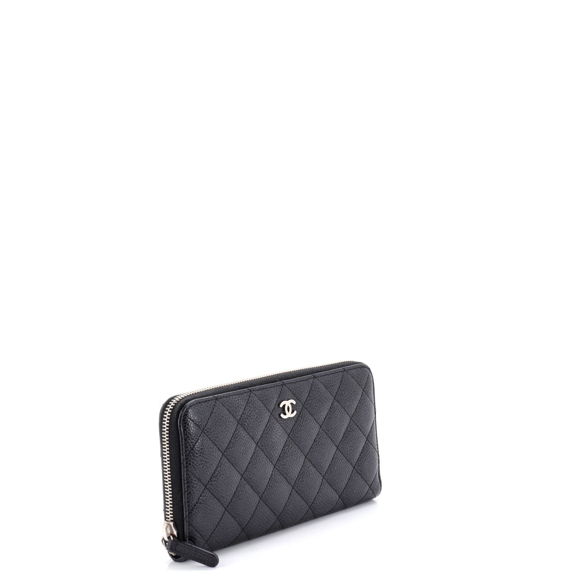Zip Around Wallet Quilted Caviar Long