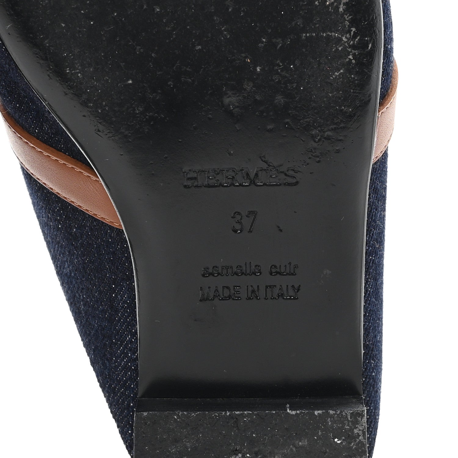 Calfskin Denim Oz Mules 37 Bleu Brut Gold
