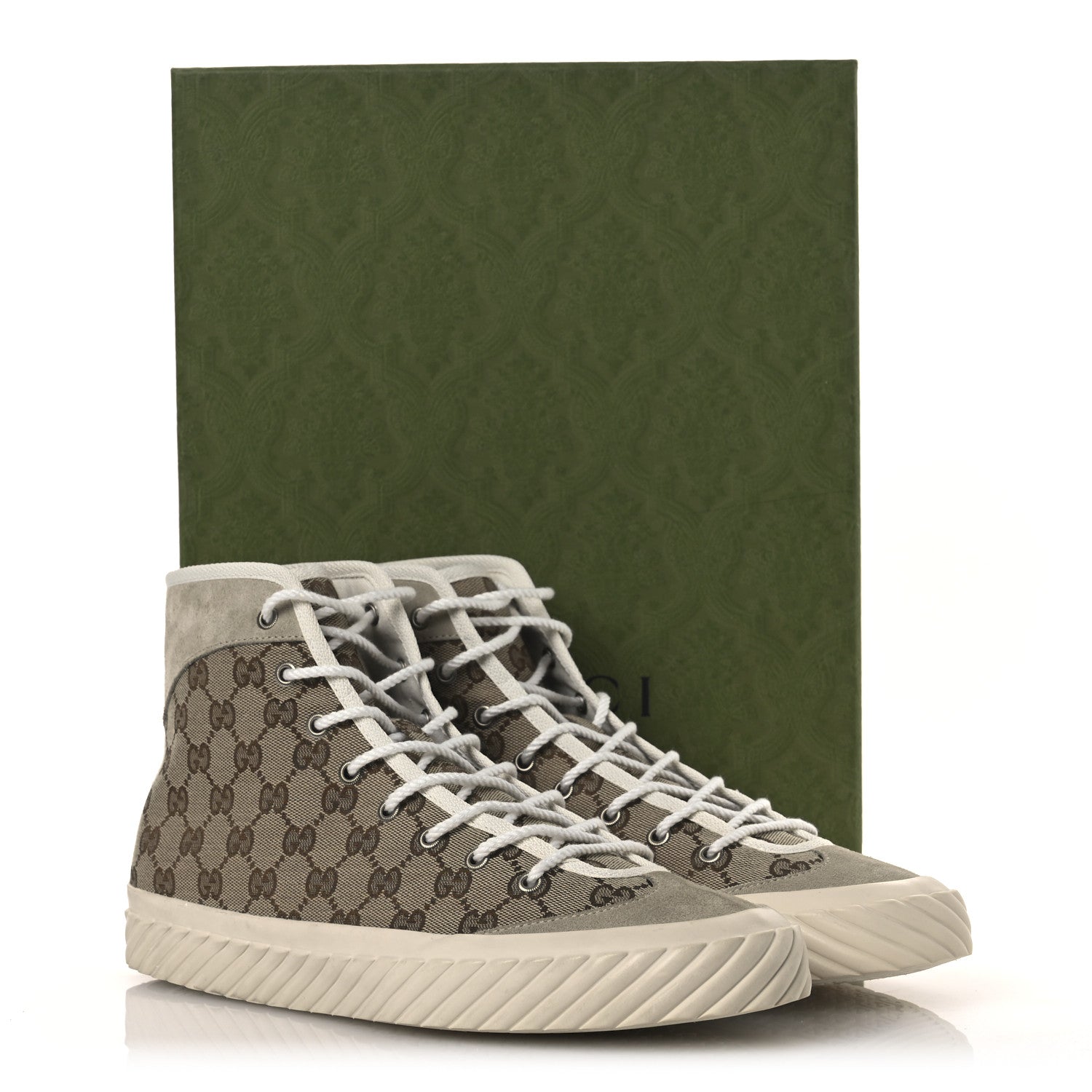Monogram Suede Mens Tortuga High Top Sneakers 11 Beige Ebony Oatmeal Mystic White