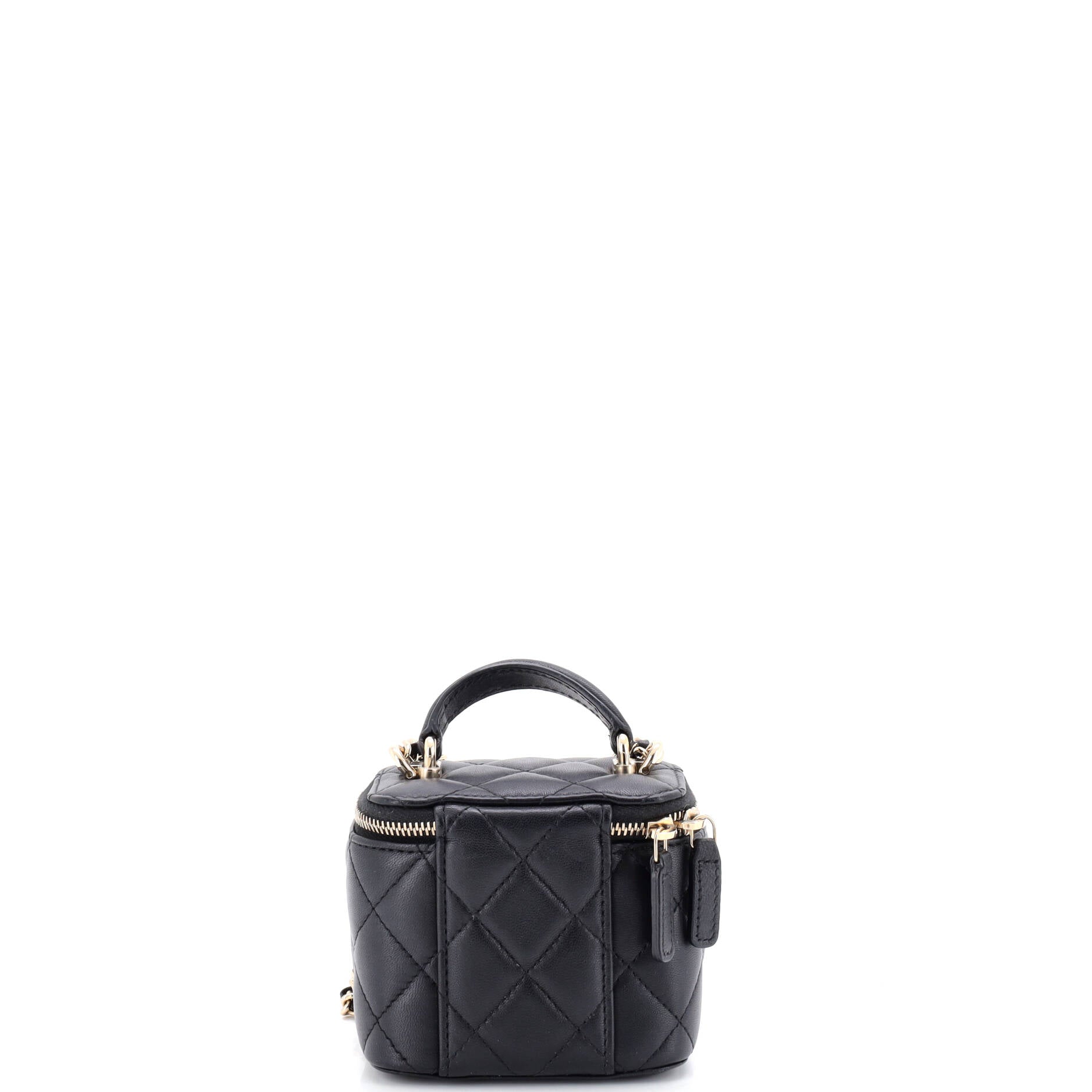 Classic Top Handle Vanity Case with Chain Quilted Lambskin Mini
