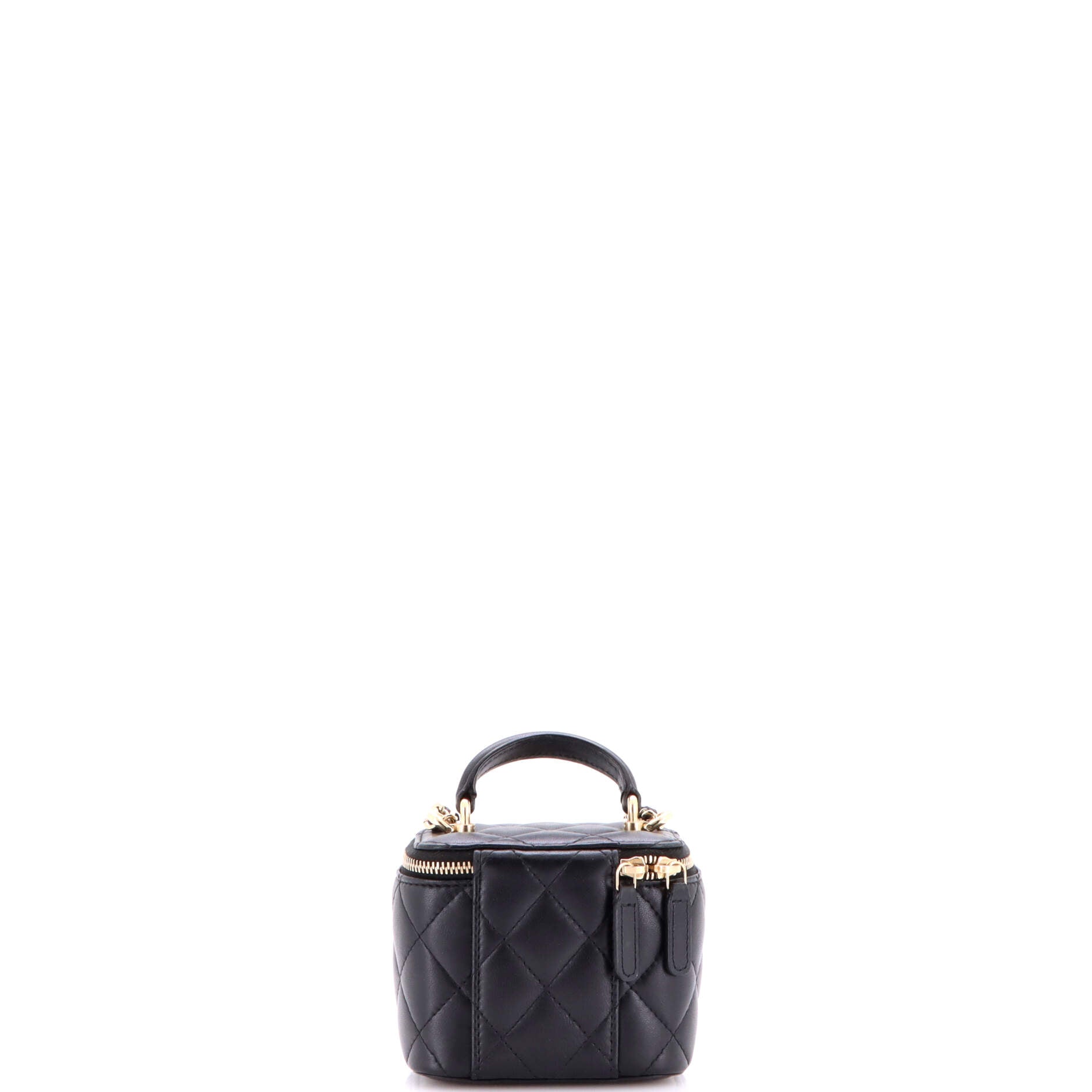 Classic Top Handle Vanity Case with Chain Quilted Lambskin Mini