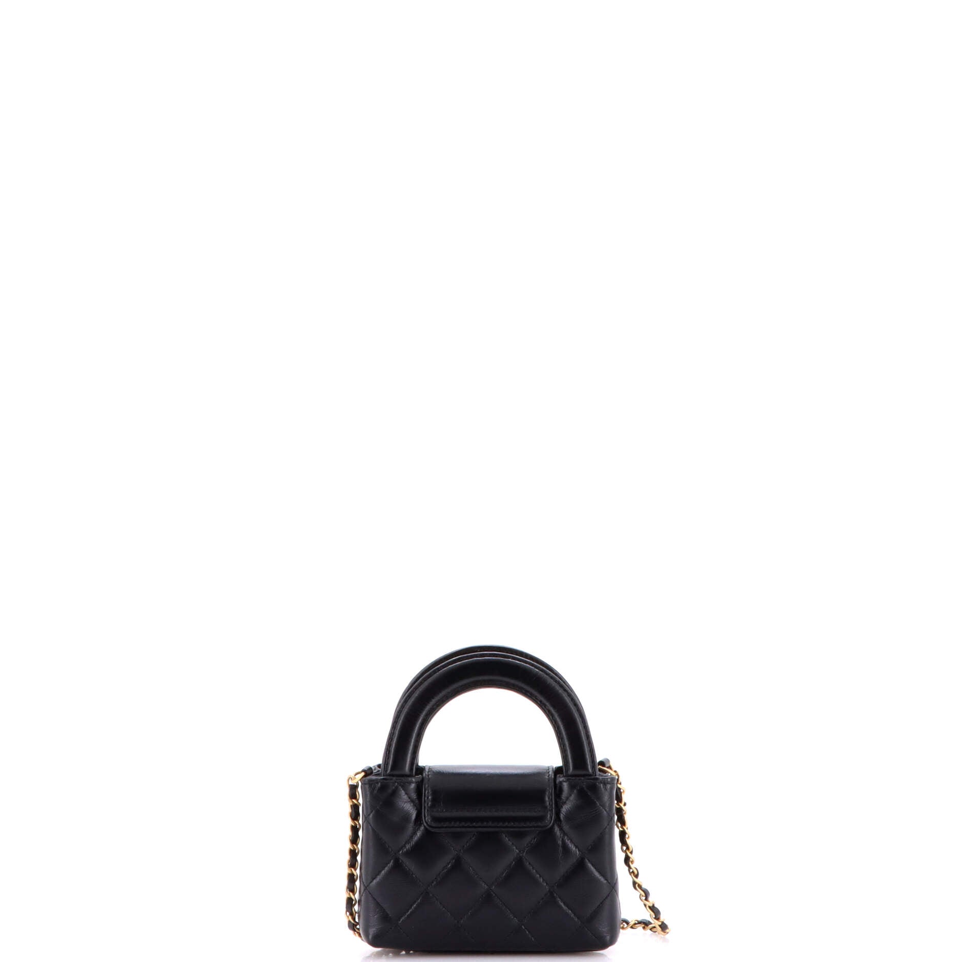 Kelly Top Handle Shopping Bag Quilted Shiny Aged Calfskin Nano