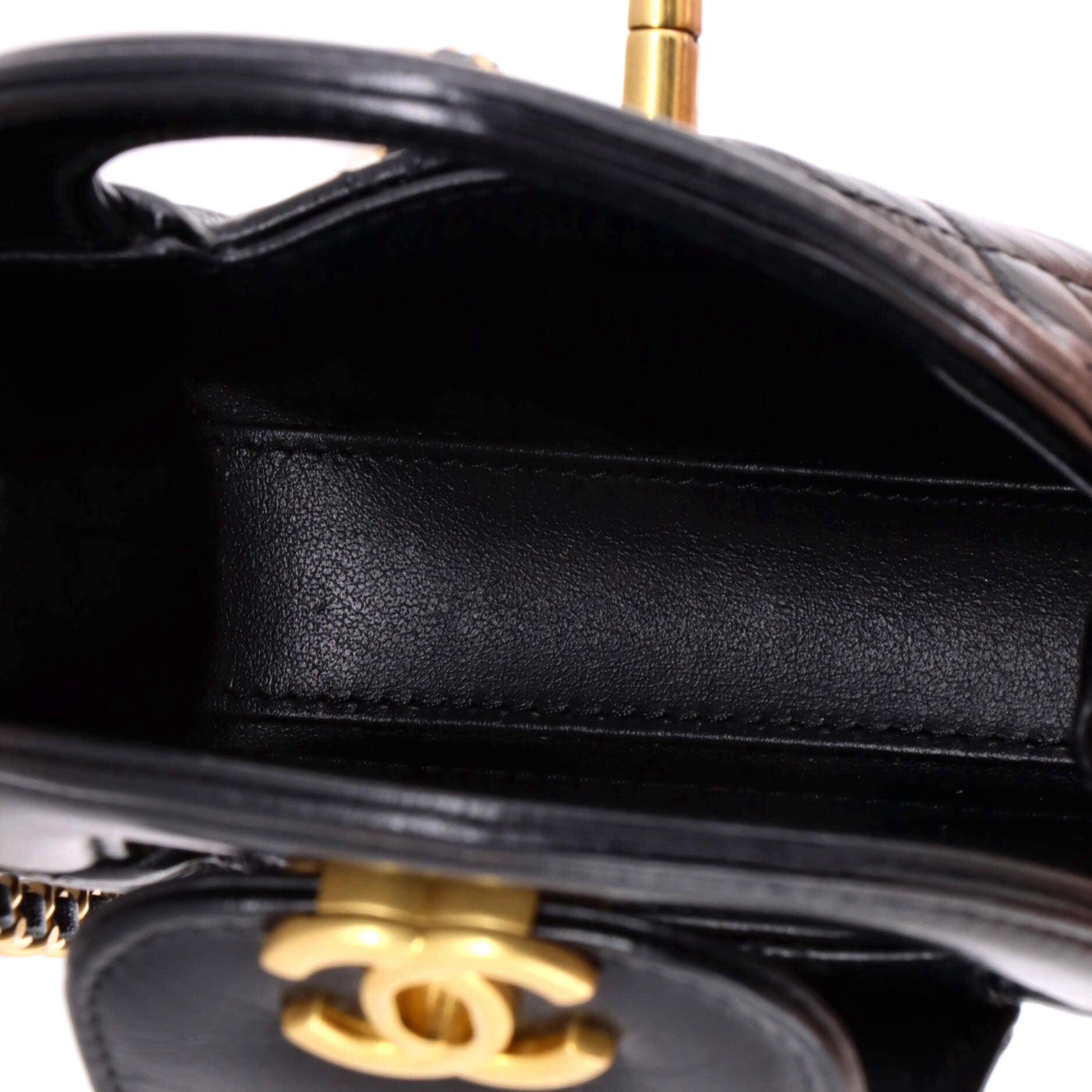 Kelly Top Handle Shopping Bag Quilted Shiny Aged Calfskin Nano