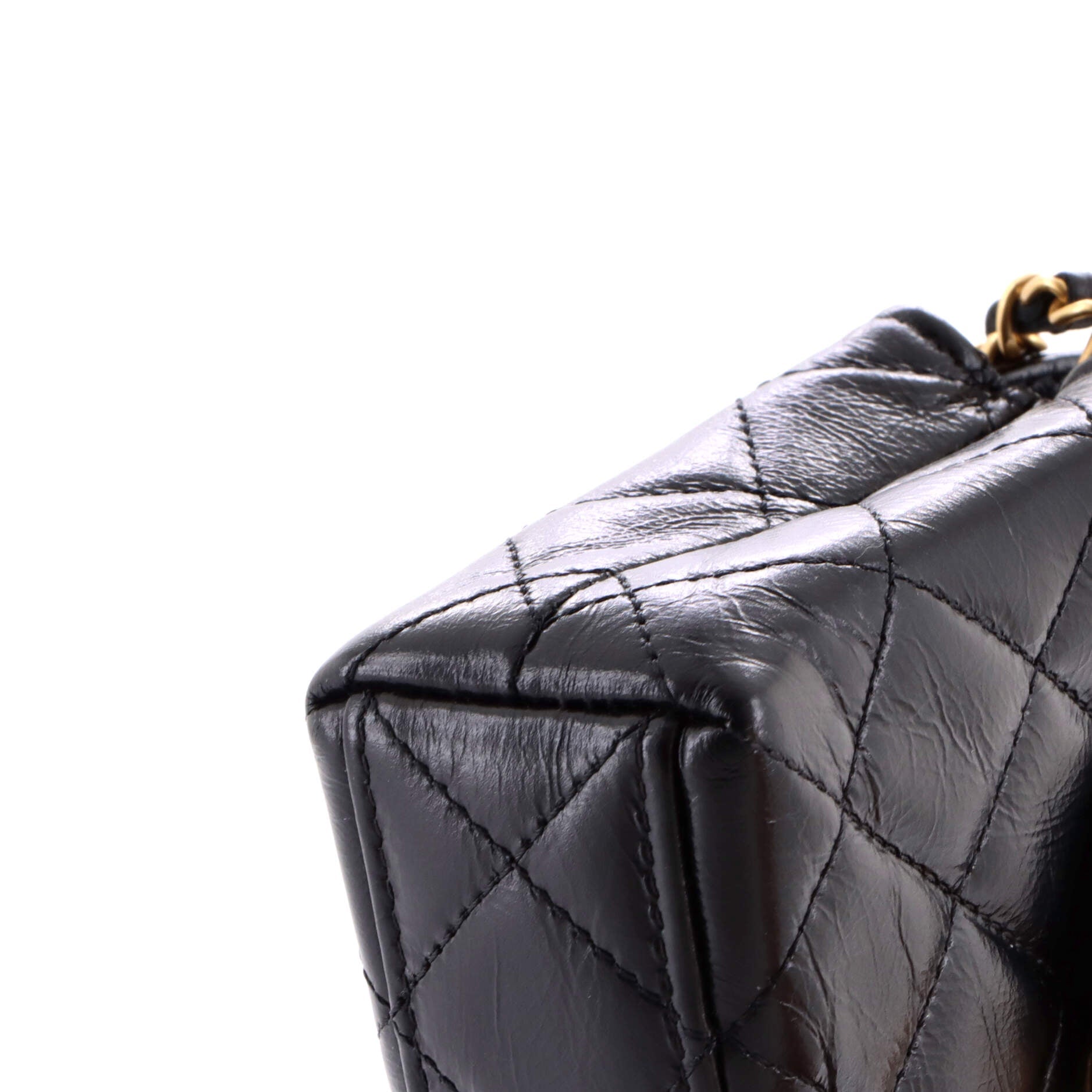 Kelly Top Handle Shopping Bag Quilted Shiny Aged Calfskin Nano
