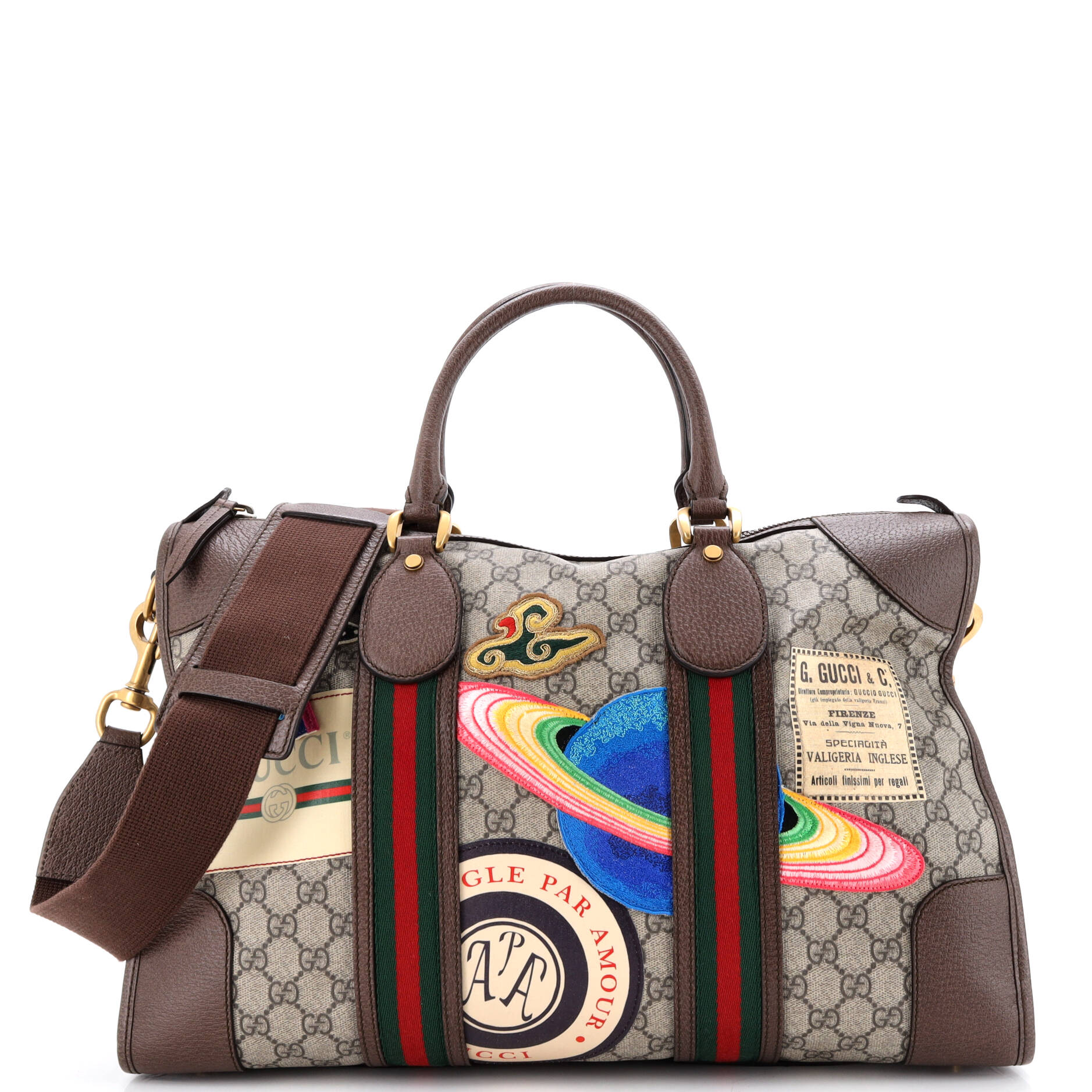 Courrier Carry On Convertible Duffle GG Coated Canvas with Applique Small