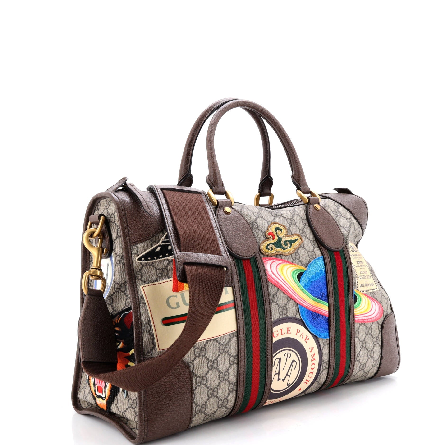 Courrier Carry On Convertible Duffle GG Coated Canvas with Applique Small