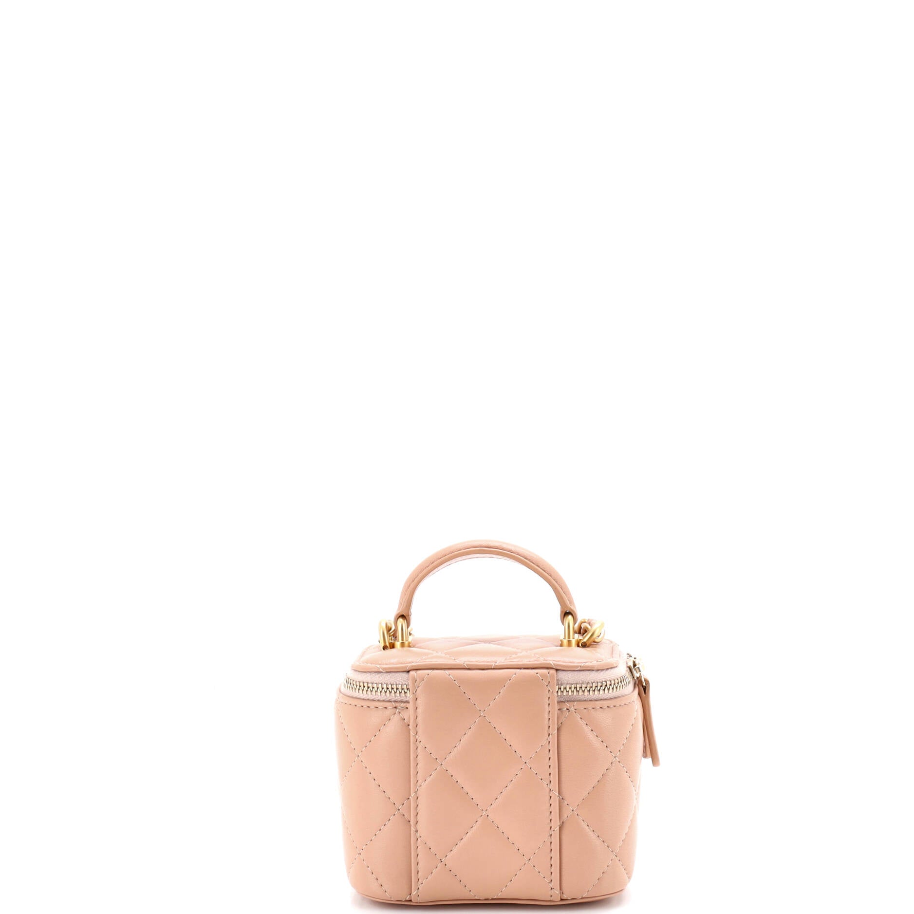 Classic Top Handle Vanity Case with Chain Quilted Lambskin Mini
