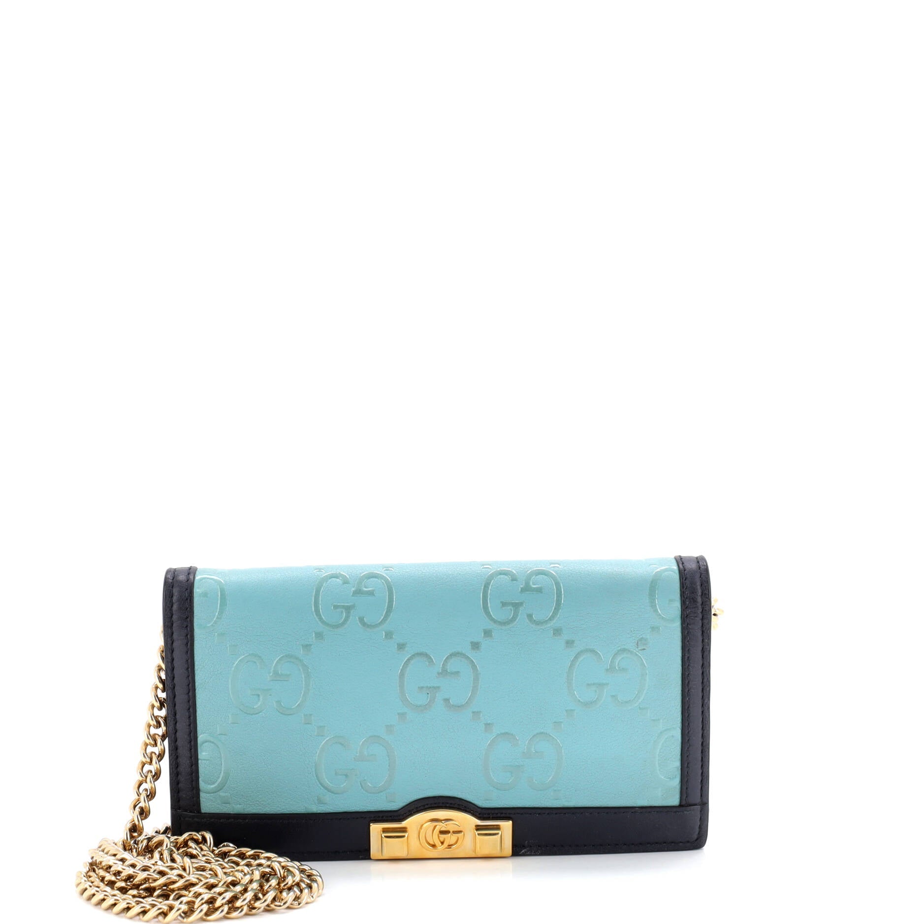 Full Flap Wallet on Chain GG Embossed Leather