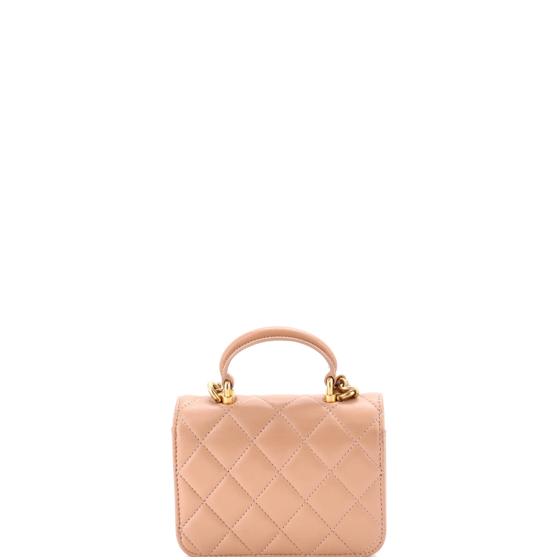 Top Handle Flap Coin Purse with Chain Quilted Lambskin