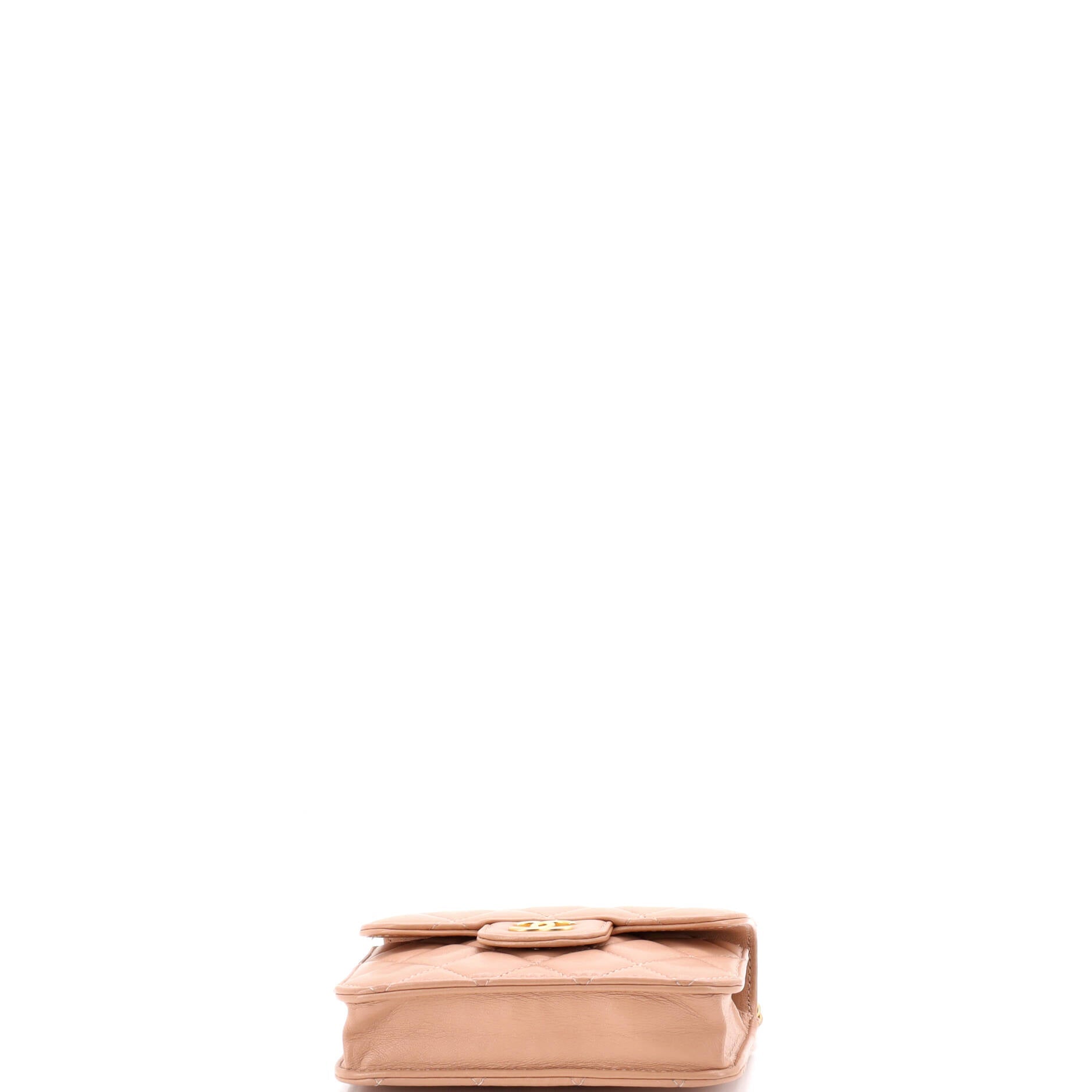 Top Handle Flap Coin Purse with Chain Quilted Lambskin