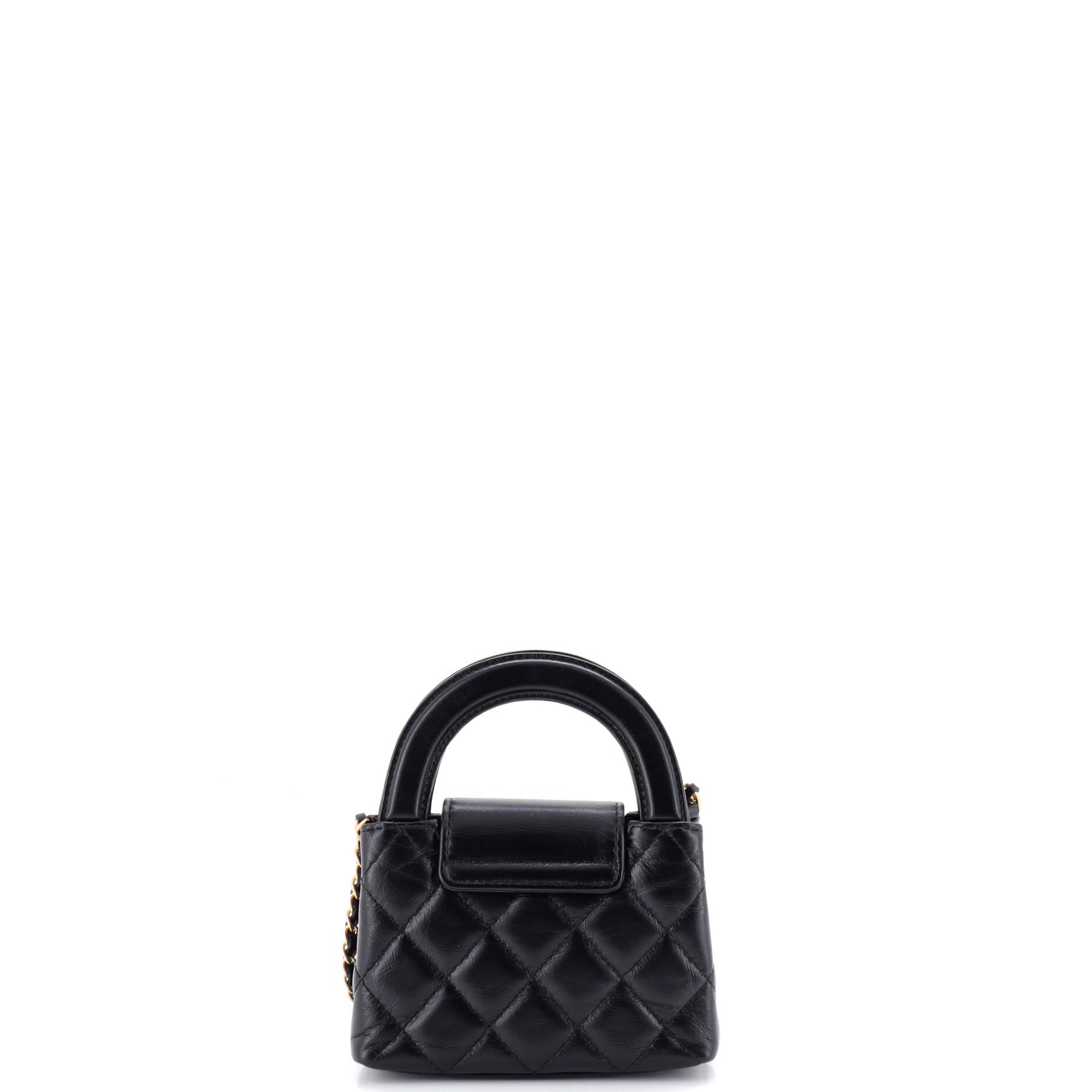 Kelly Top Handle Shopping Bag Quilted Shiny Aged Calfskin Nano