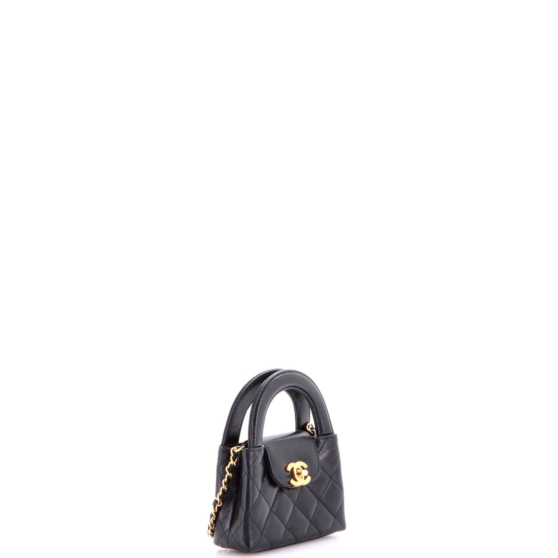 Kelly Top Handle Shopping Bag Quilted Shiny Aged Calfskin Nano
