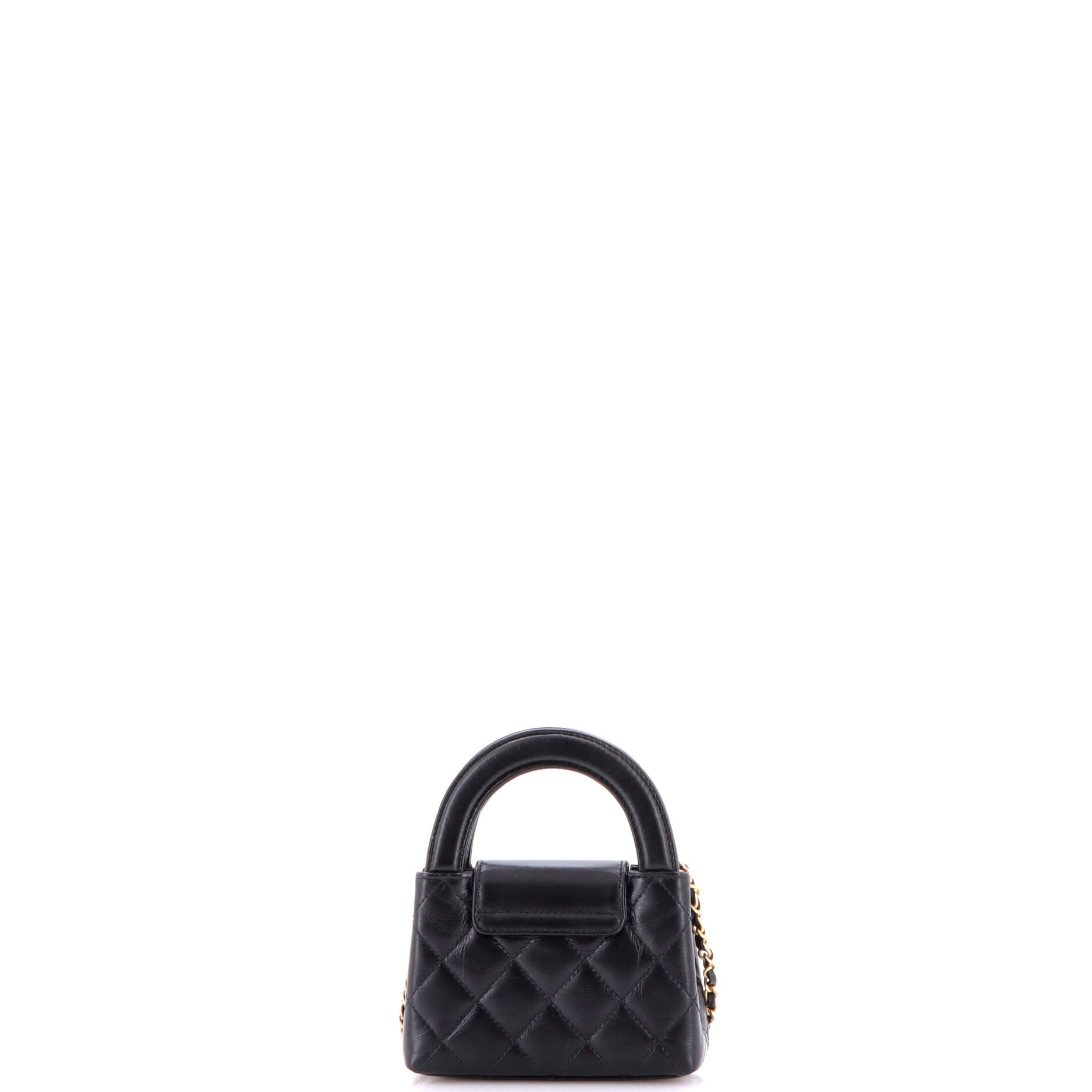Kelly Top Handle Shopping Bag Quilted Shiny Aged Calfskin Nano