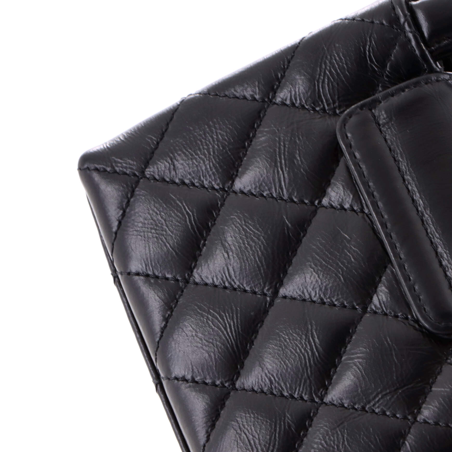 Kelly Top Handle Shopping Bag Quilted Shiny Aged Calfskin Nano