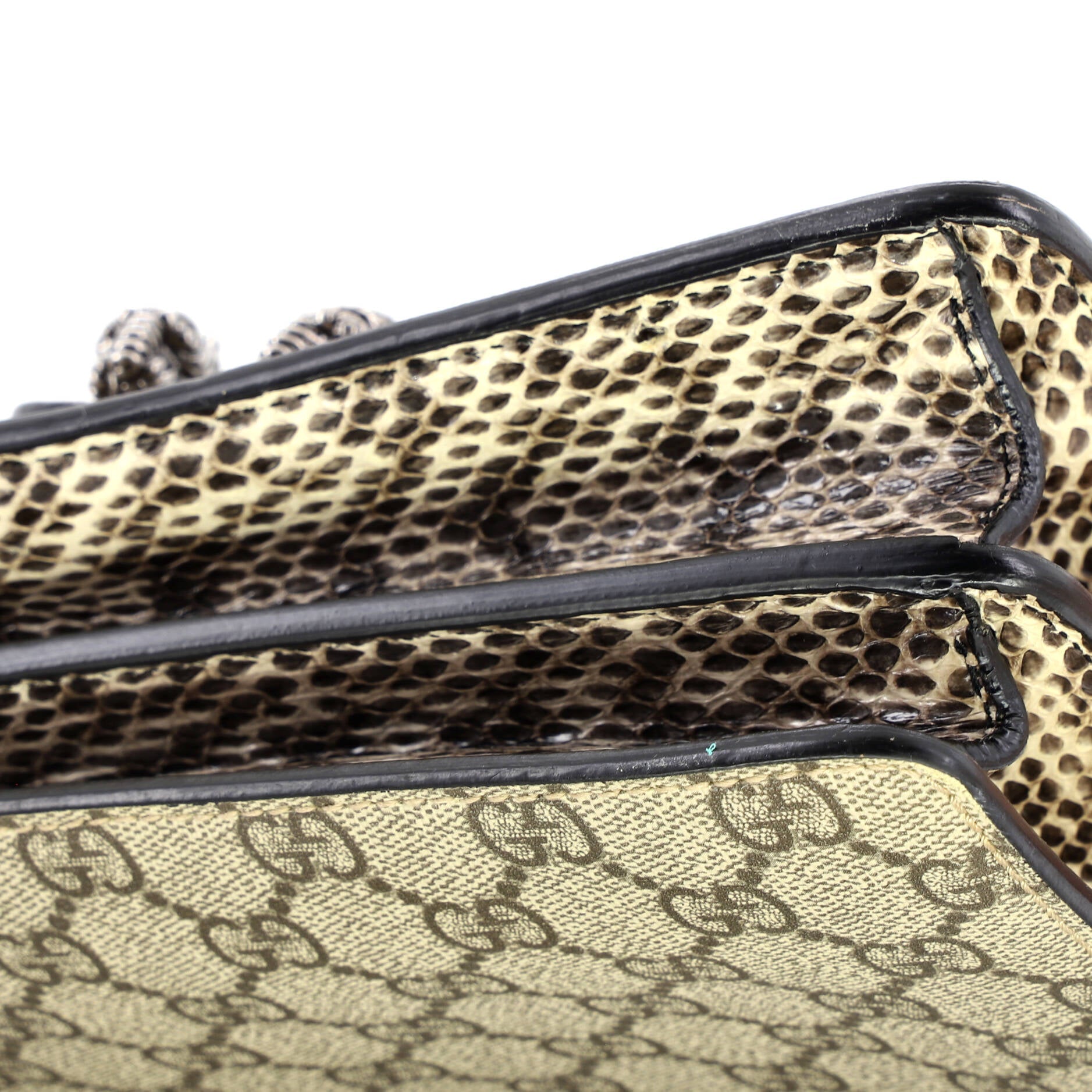 MLB Dionysus Bag Embroidered GG Coated Canvas with Python Small