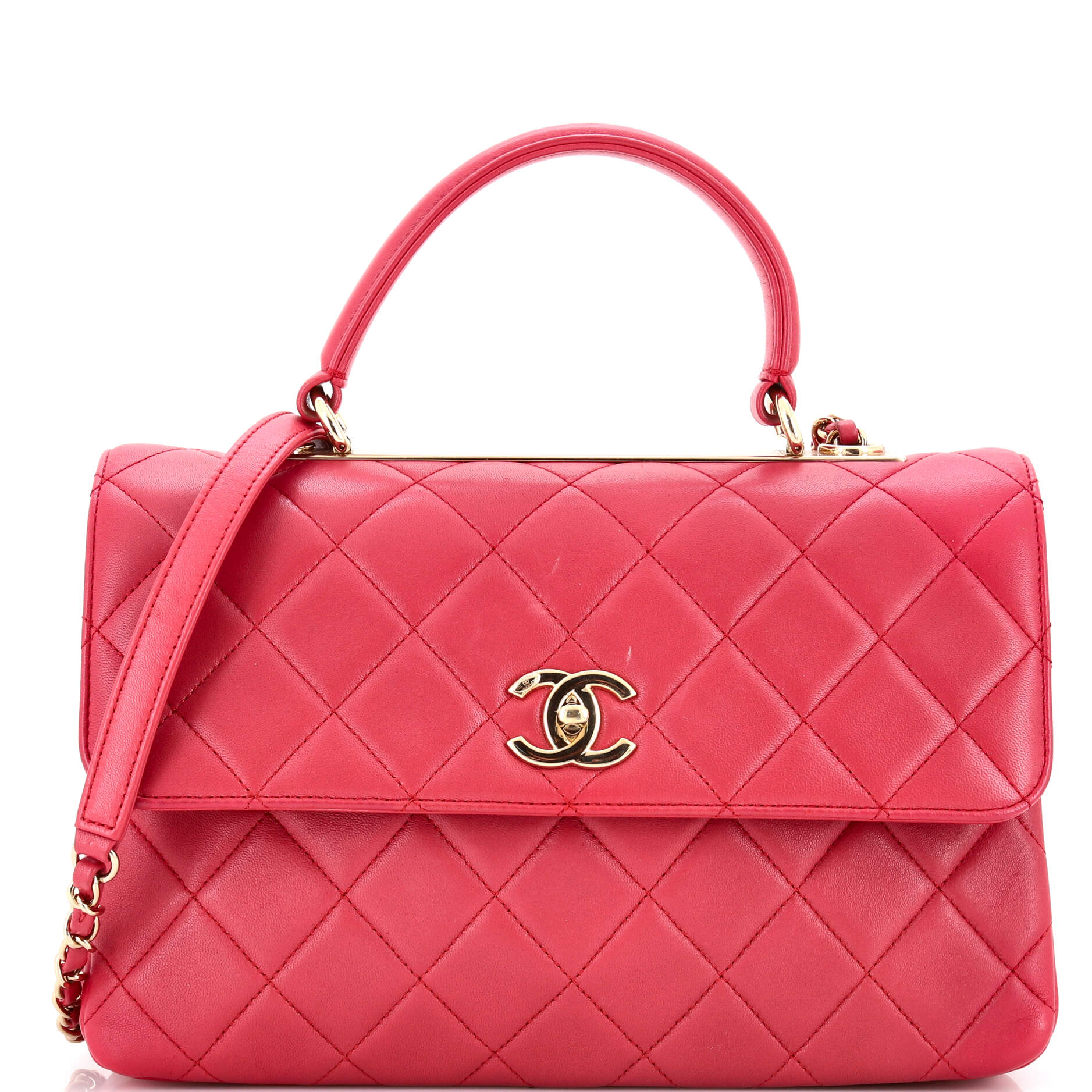 Trendy CC Top Handle Bag Quilted Lambskin Medium