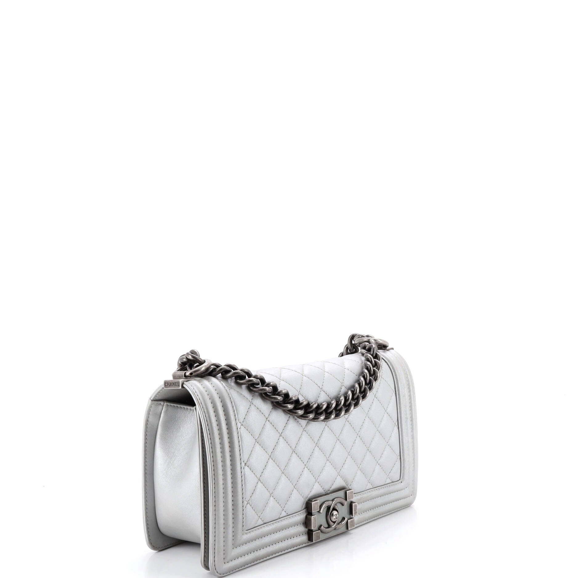Boy Flap Bag Quilted Metallic Calfskin Old Medium