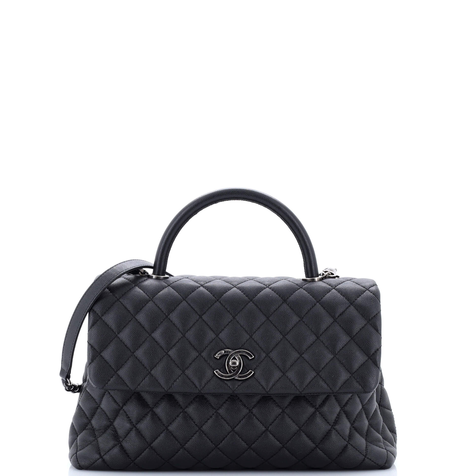 Coco Top Handle Bag Quilted Caviar Medium