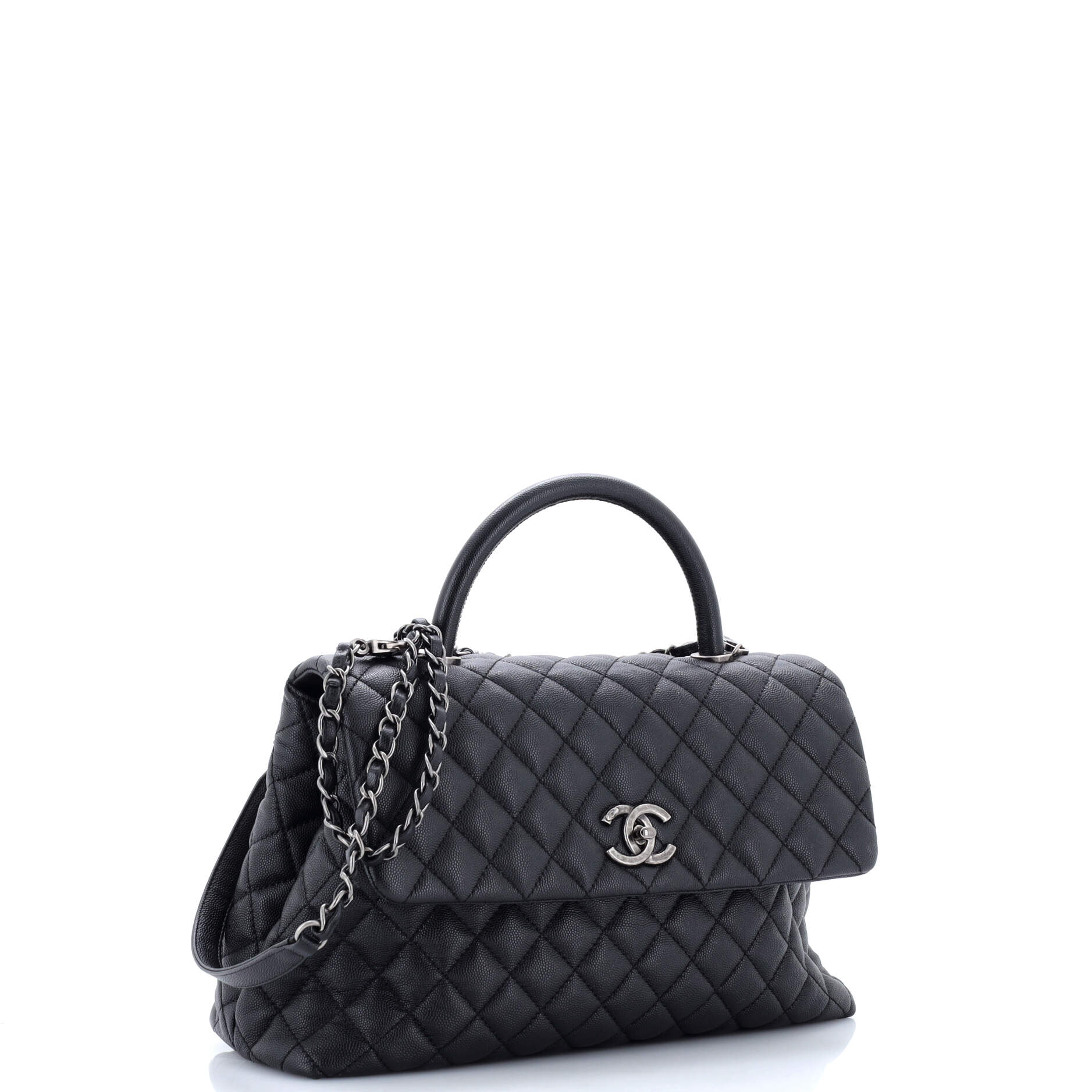 Coco Top Handle Bag Quilted Caviar Medium