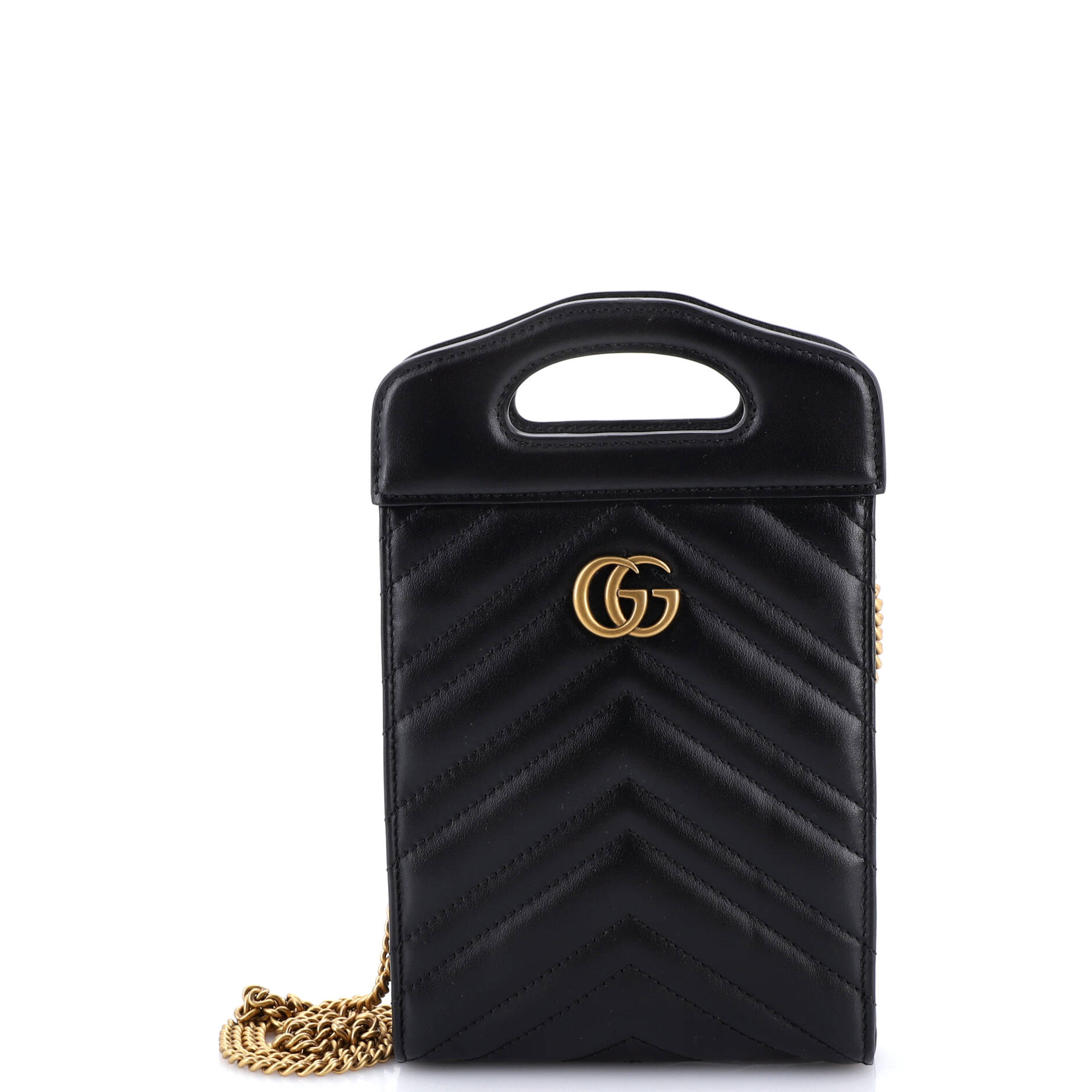 GG Marmont Top Handle Convertible Chain Tote Matelasse Leather Mini