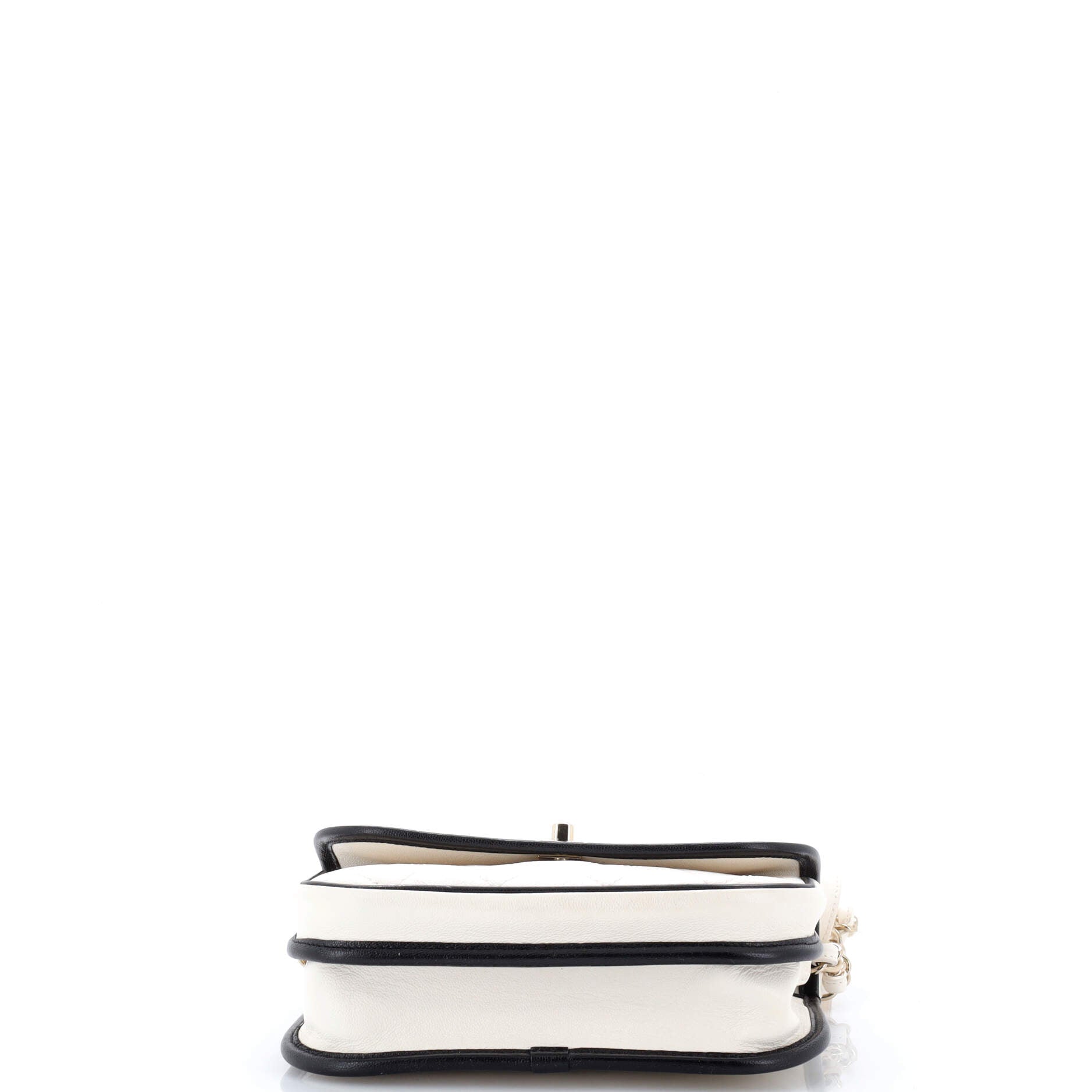 CC Round Flap Messenger Bag Quilted Caviar Small