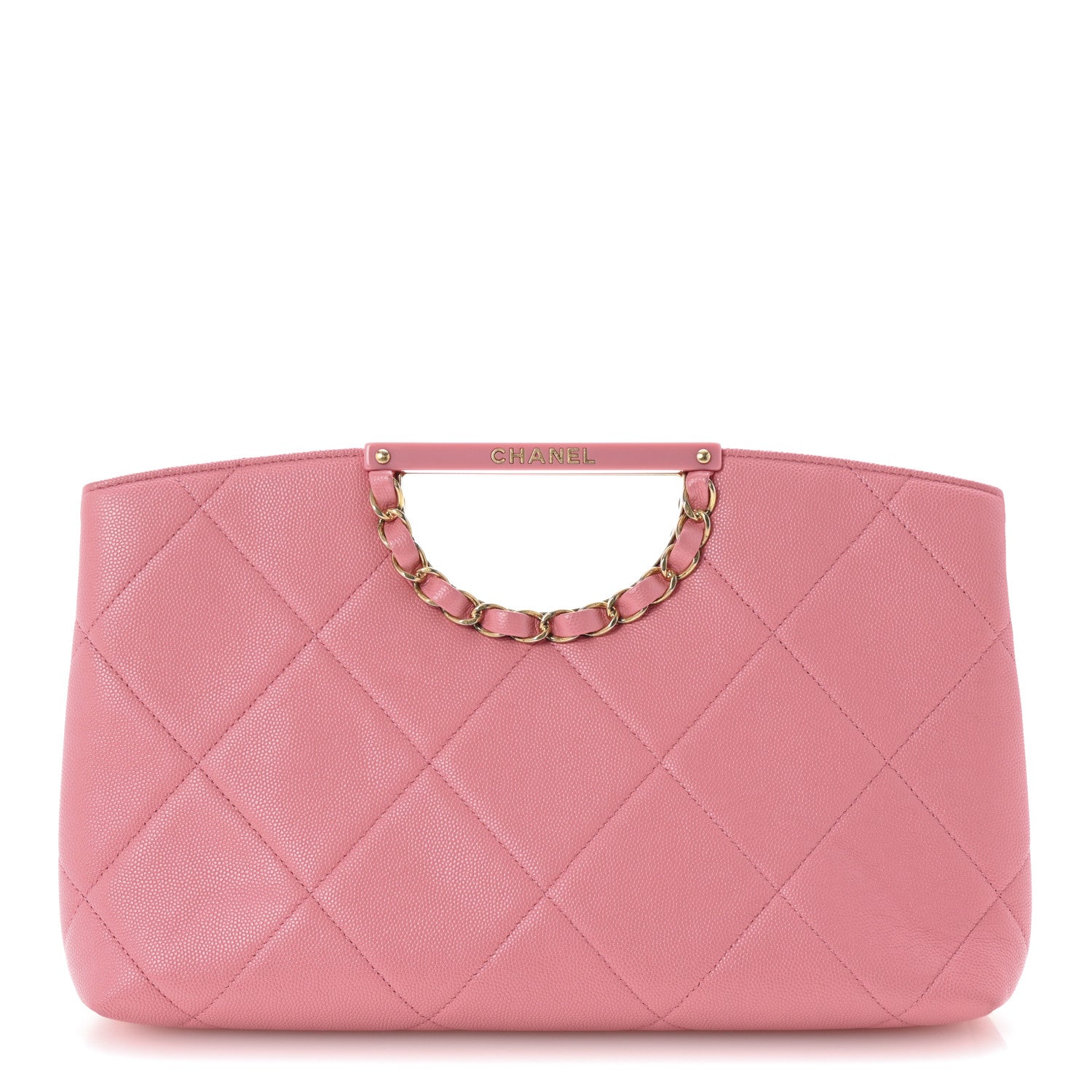 Caviar Quilted A Real Catch Clutch Pink