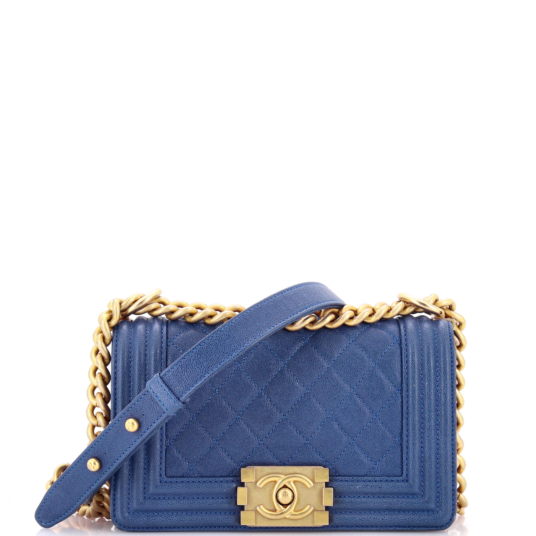Boy Flap Bag Quilted Caviar Small