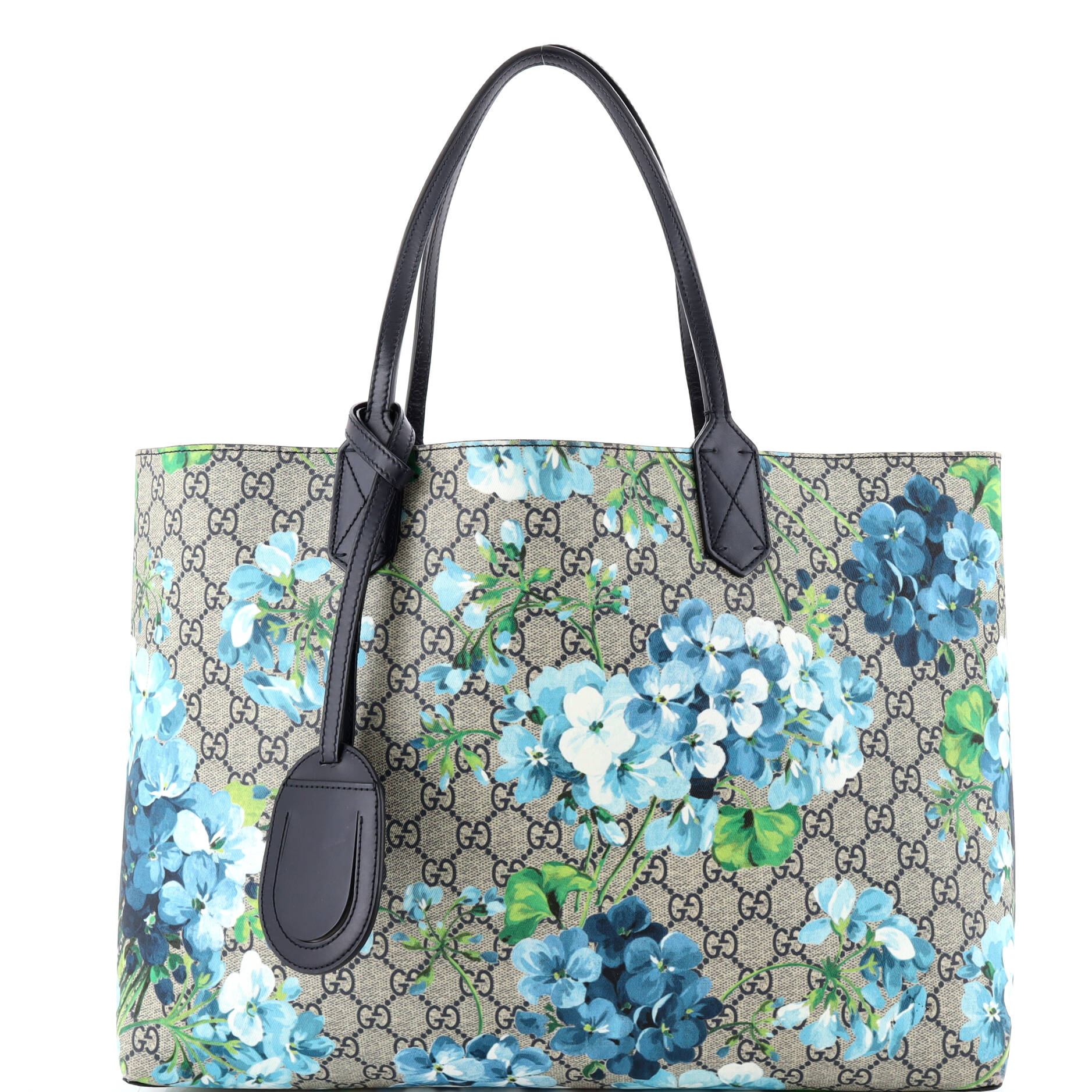 Reversible Tote Blooms GG Print Leather Medium