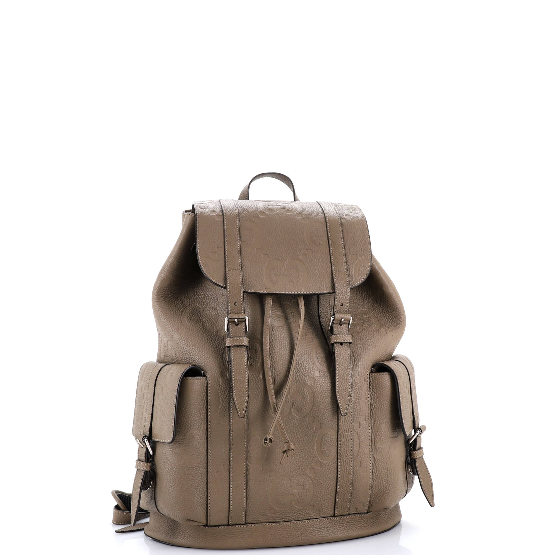 Double Pocket Belt Backpack Jumbo GG Embossed Leather Large