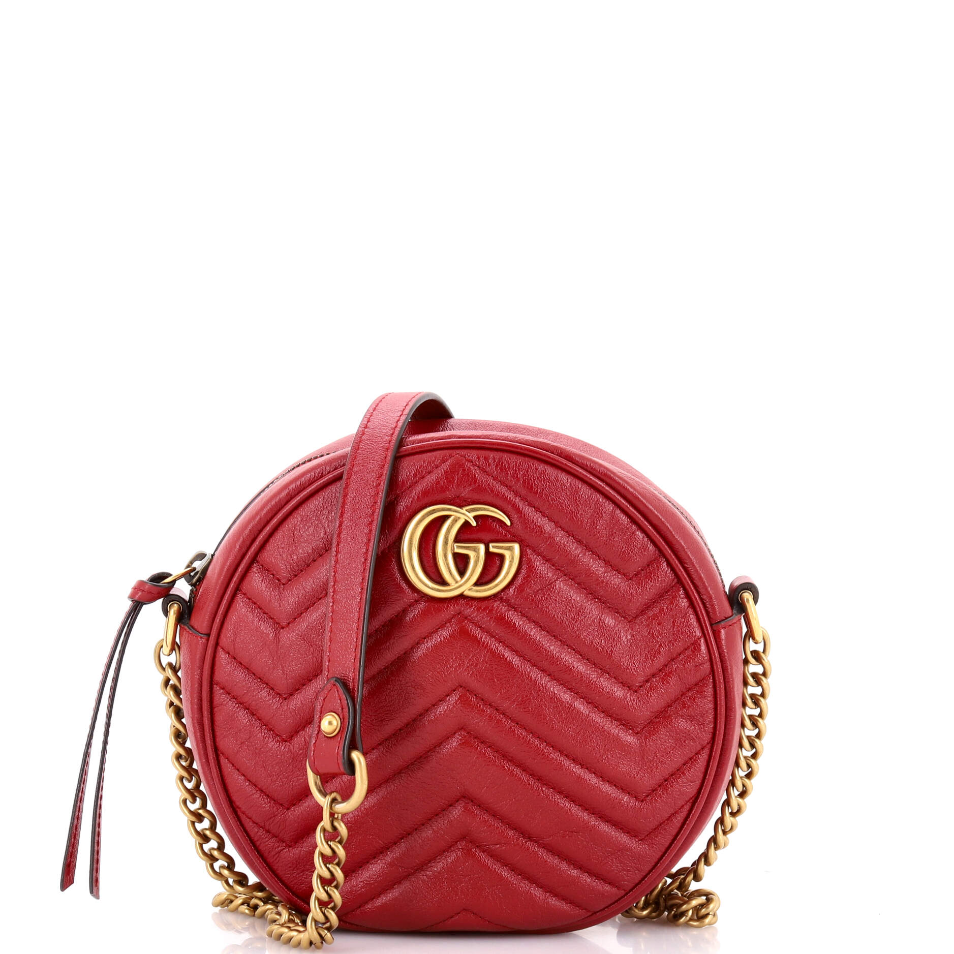GG Marmont Round Shoulder Bag Matelasse Leather Mini