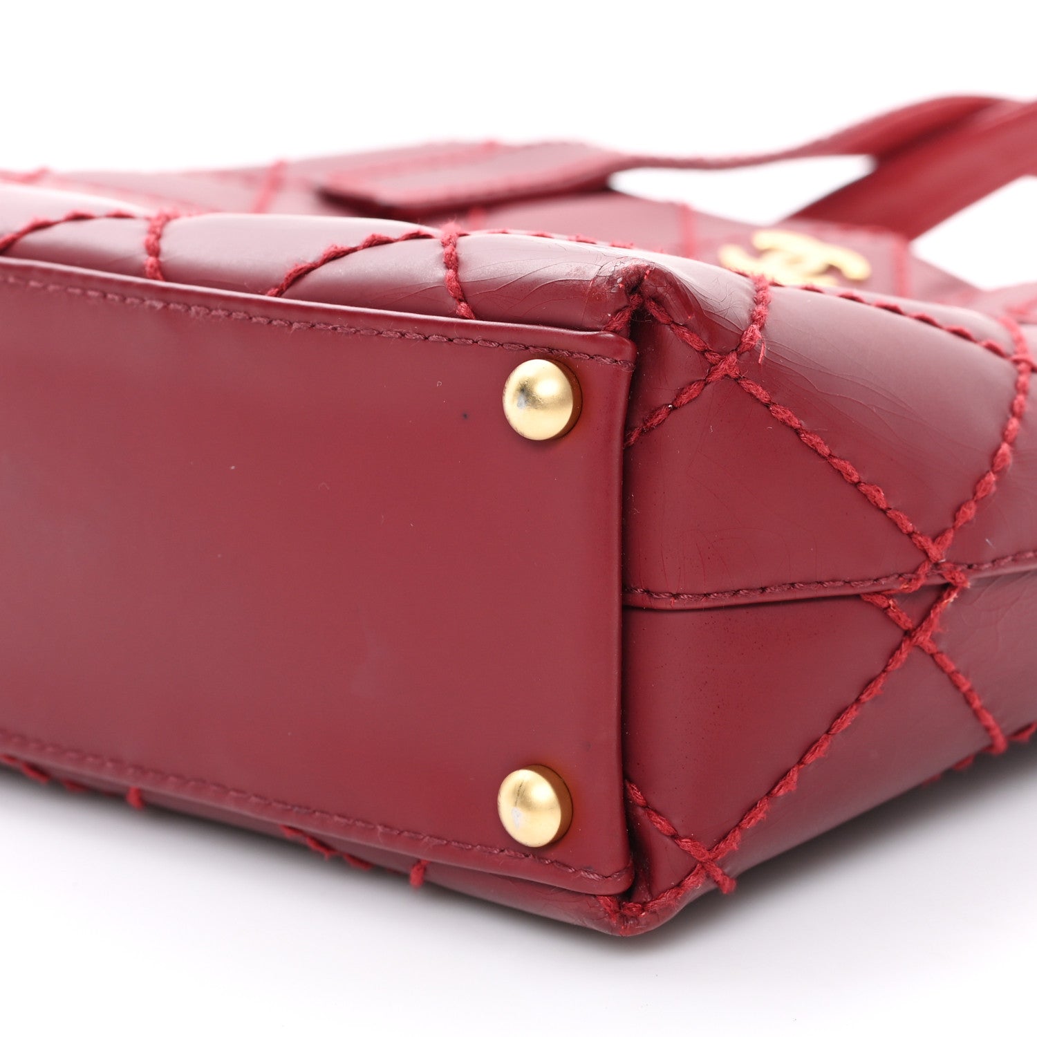 Calfskin Stitch Small Surpique Tote Red