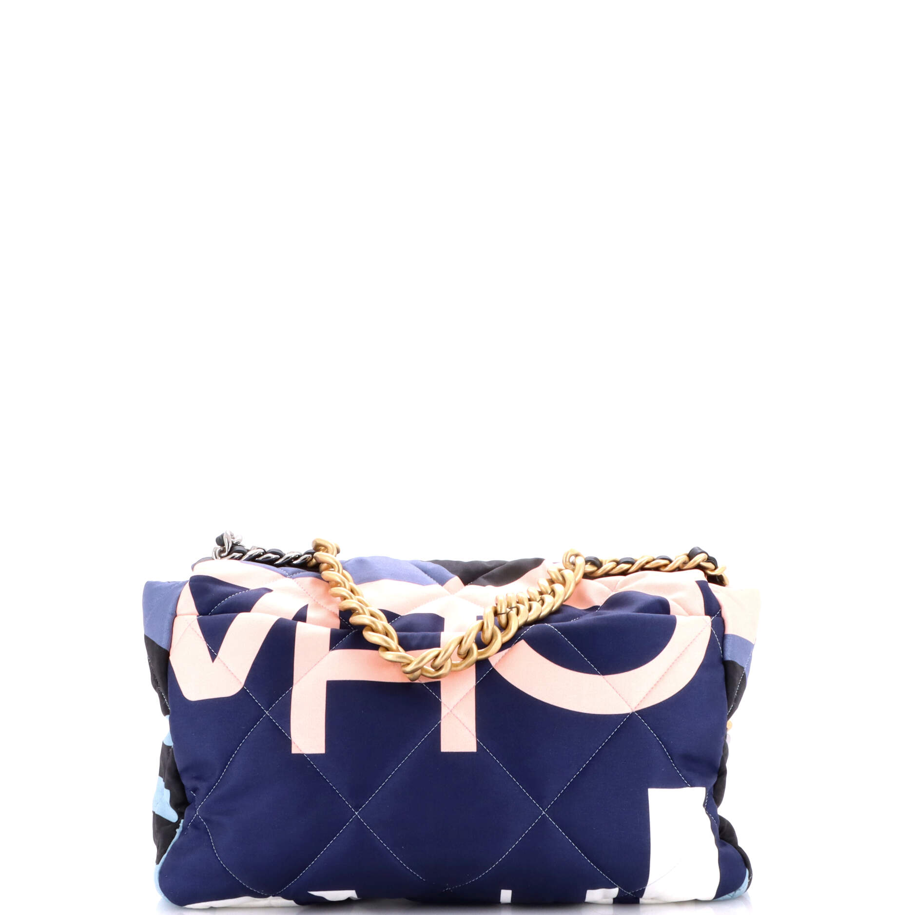 19 Flap Bag Quilted Printed Silk Maxi