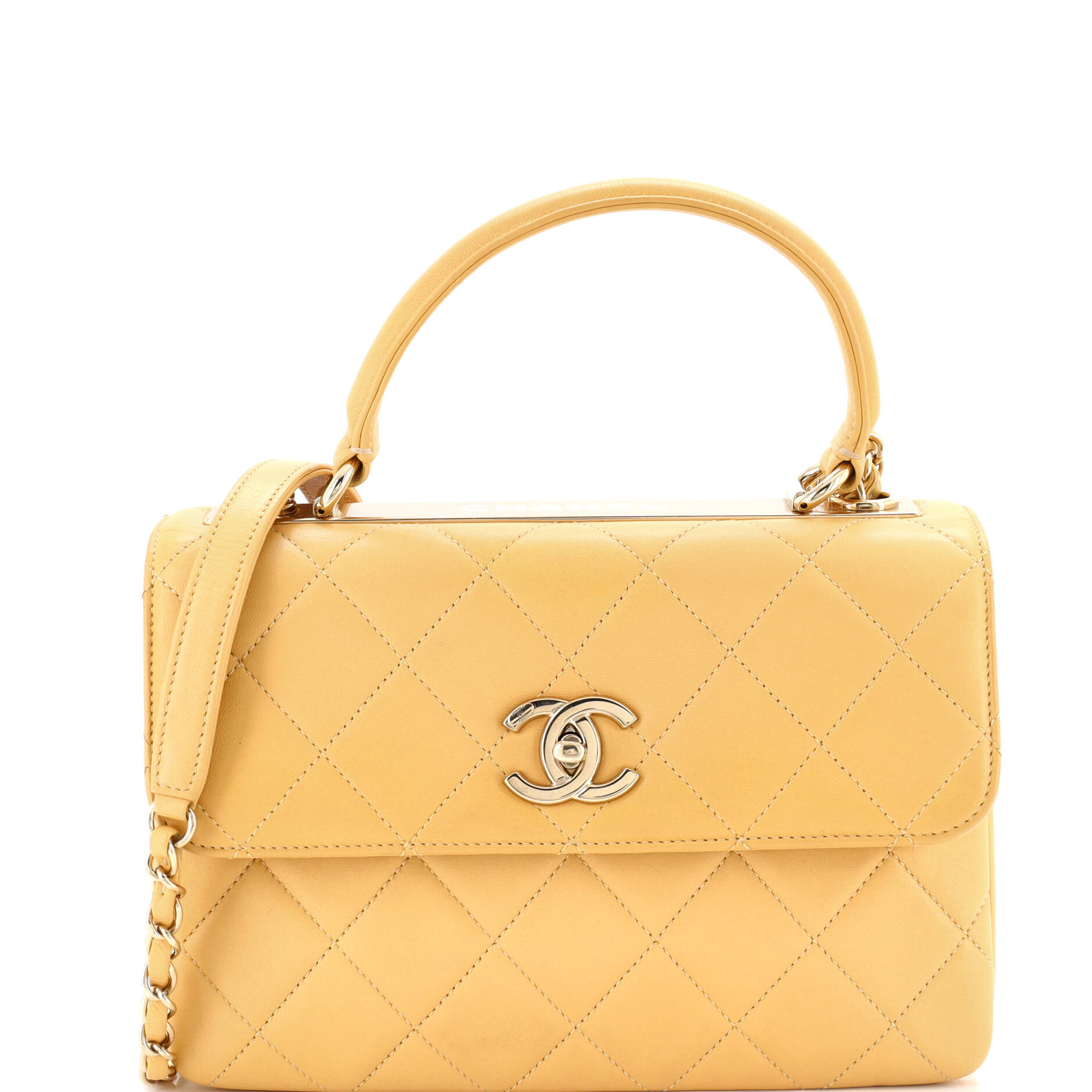 Trendy CC Top Handle Bag Quilted Lambskin Small
