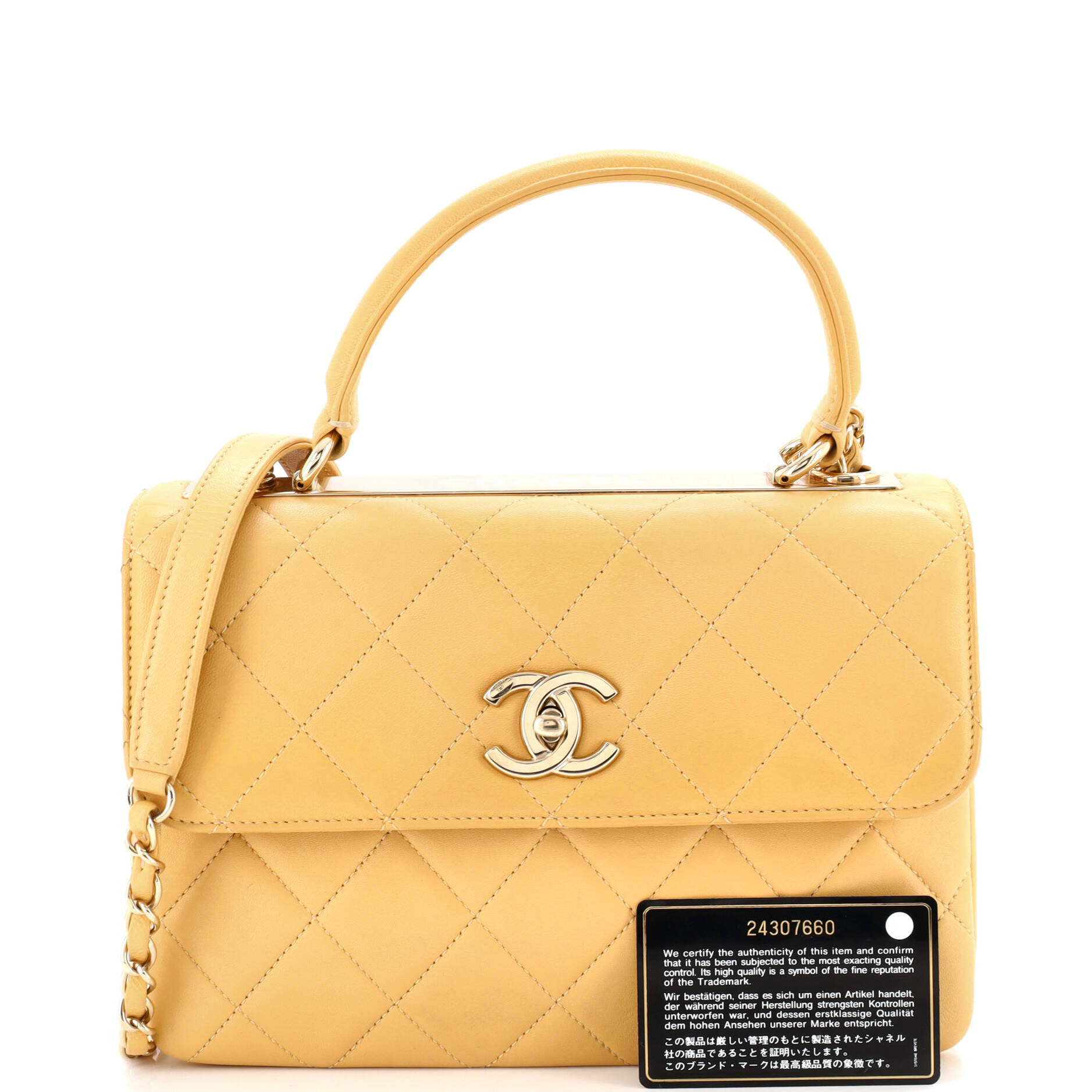 Trendy CC Top Handle Bag Quilted Lambskin Small