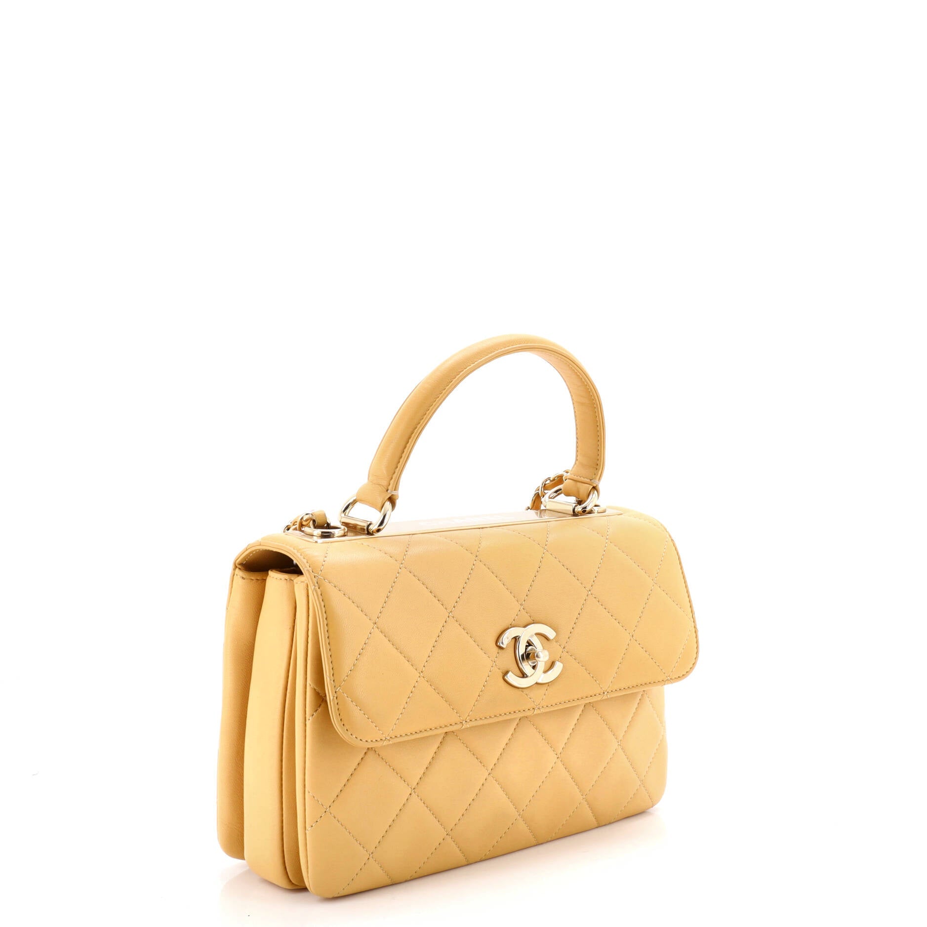 Trendy CC Top Handle Bag Quilted Lambskin Small