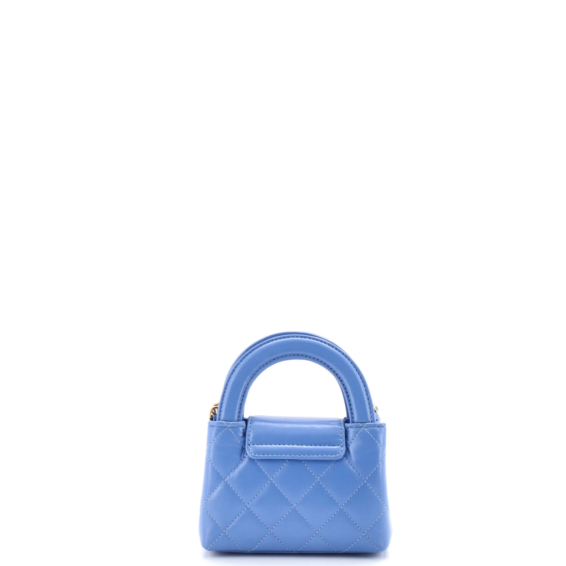 Kelly Top Handle Shopping Bag Quilted Shiny Aged Calfskin Nano