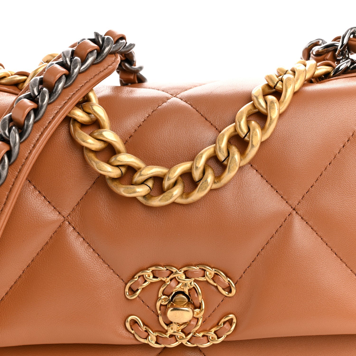 Lambskin Quilted Medium Chanel 19 Flap Brown