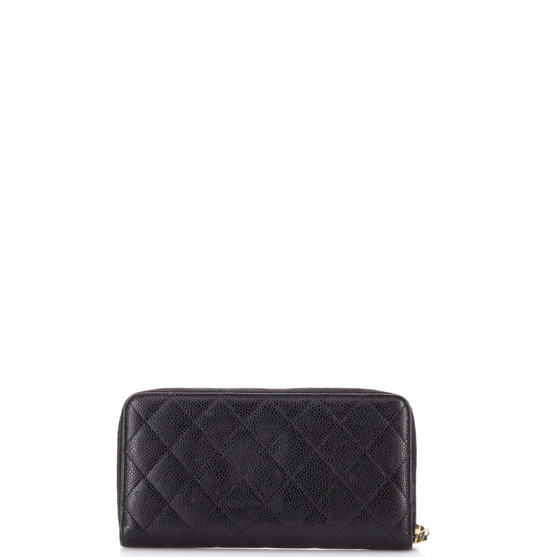 Zip Around Wallet Quilted Caviar Long