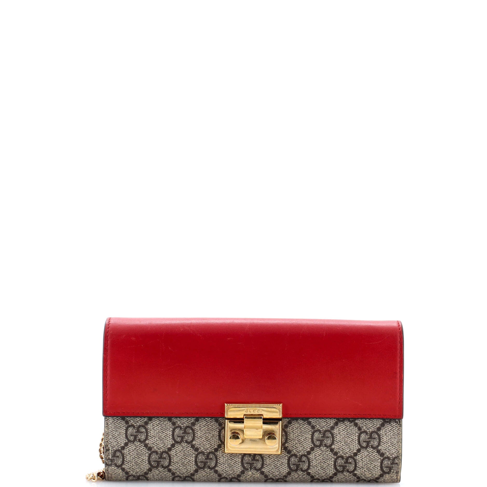 Padlock Continental Chain Wallet GG Coated Canvas and Leather Long