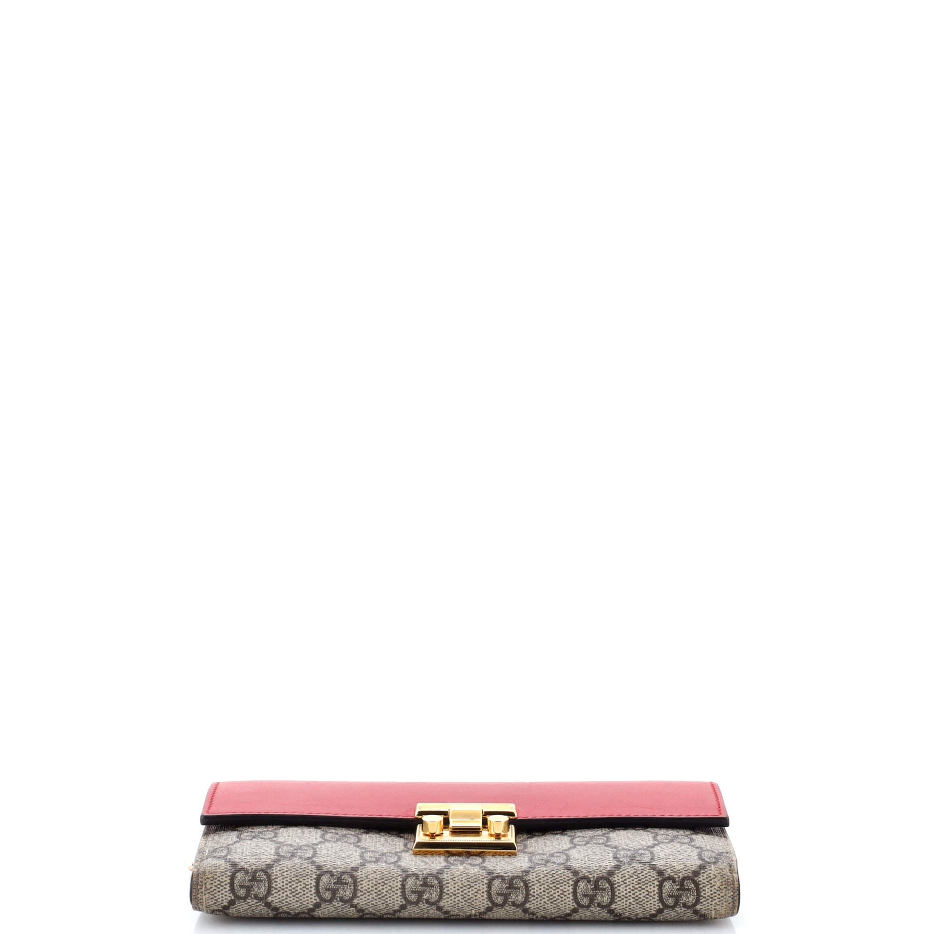 Padlock Continental Chain Wallet GG Coated Canvas and Leather Long