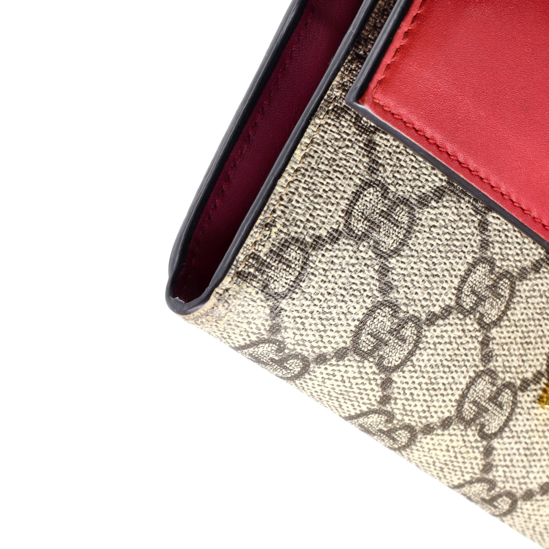 Padlock Continental Chain Wallet GG Coated Canvas and Leather Long