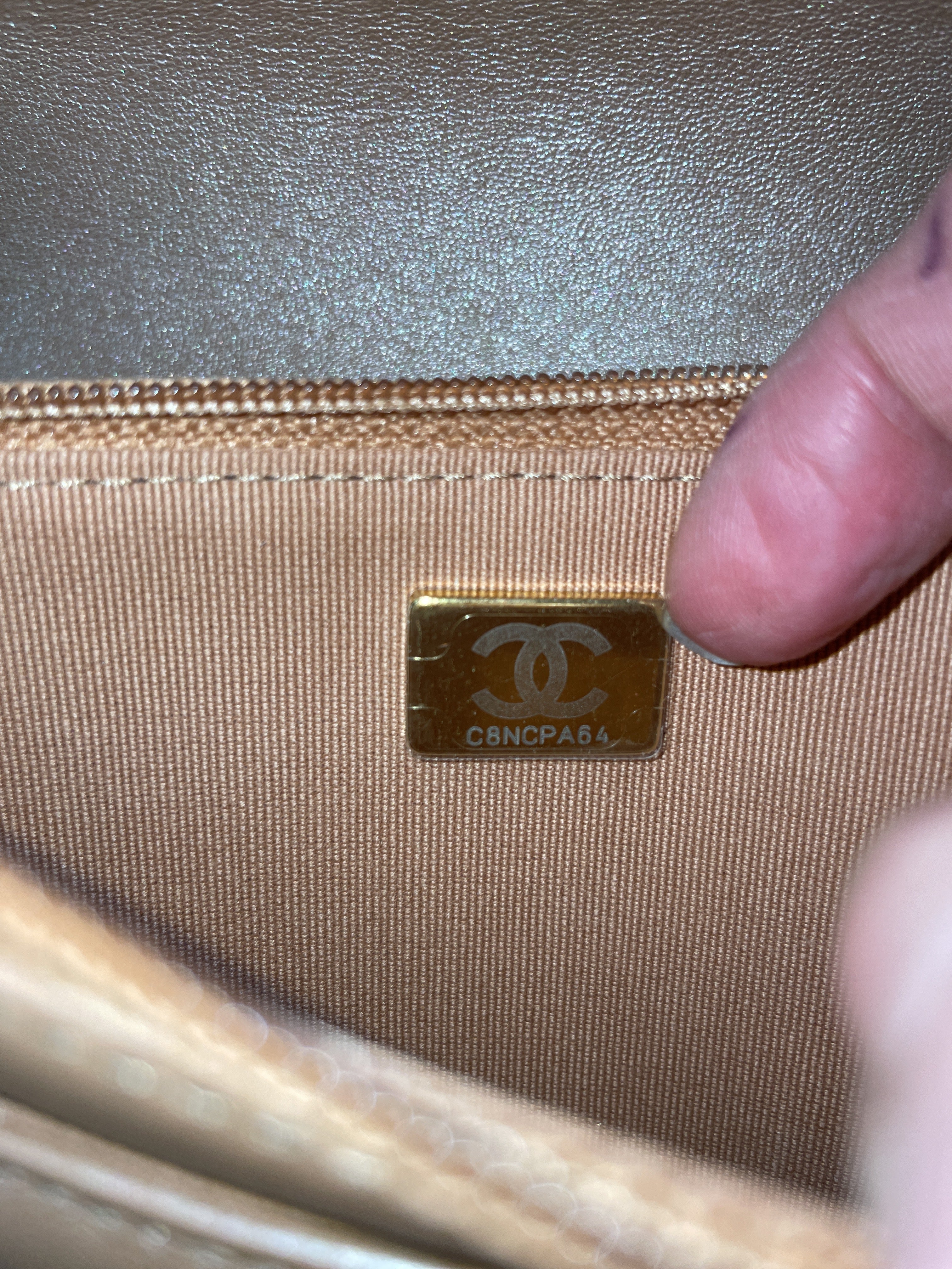 19 Wallet on Chain Quilted Iridescent Calfskin