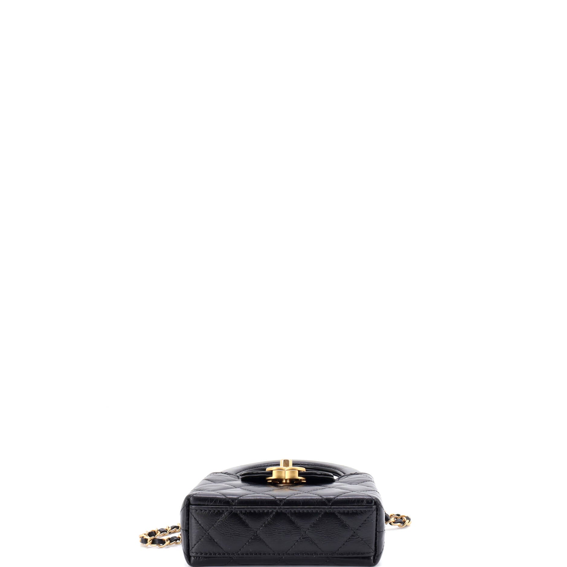 Kelly Top Handle Shopping Bag Quilted Shiny Aged Calfskin Nano
